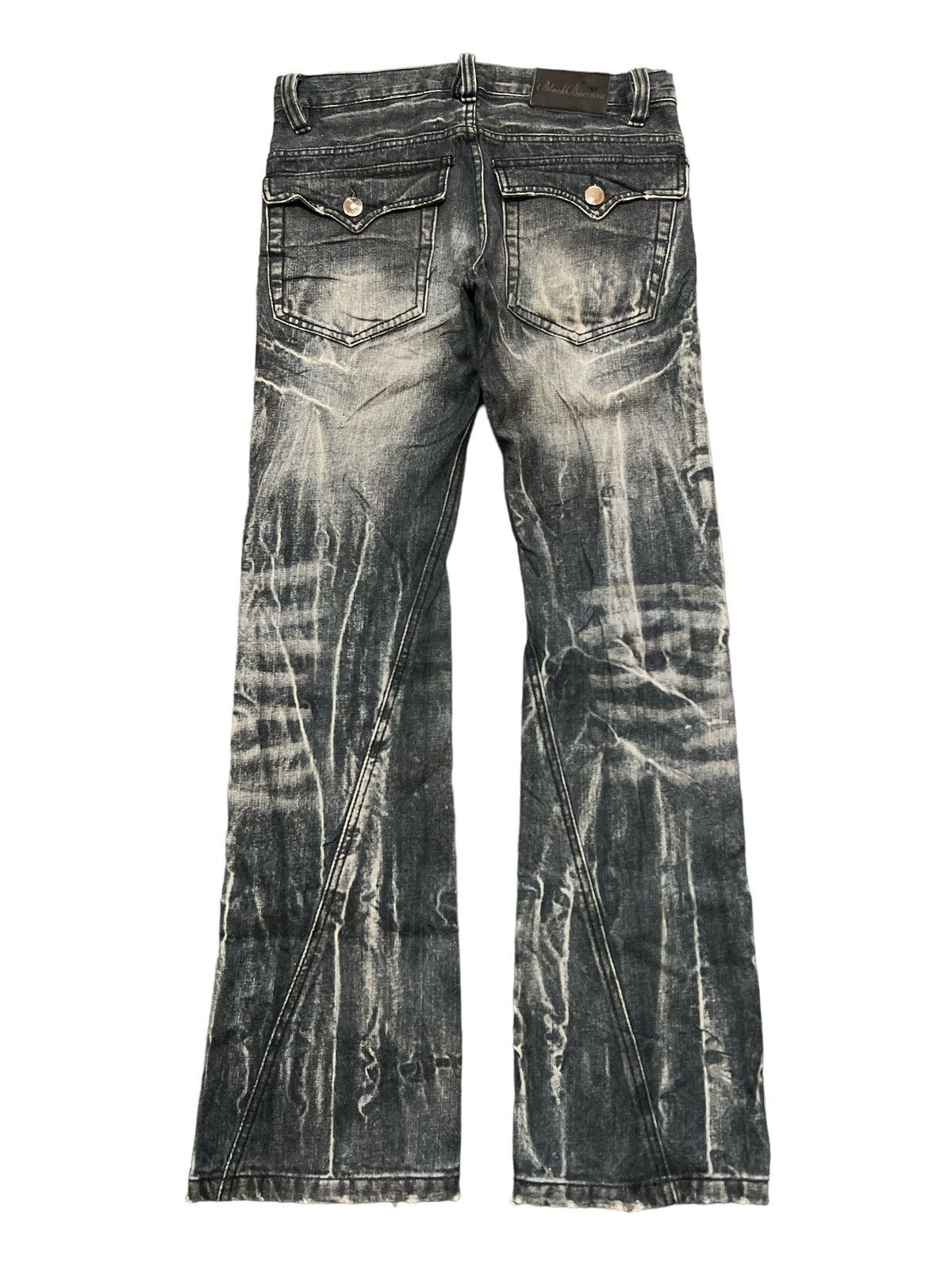 Vintage FLARED💥BLACK BACCARA TWISTED RIPPED DISTRESSED DENIM PANT Size US 30 / EU 46 - 6 Thumbnail