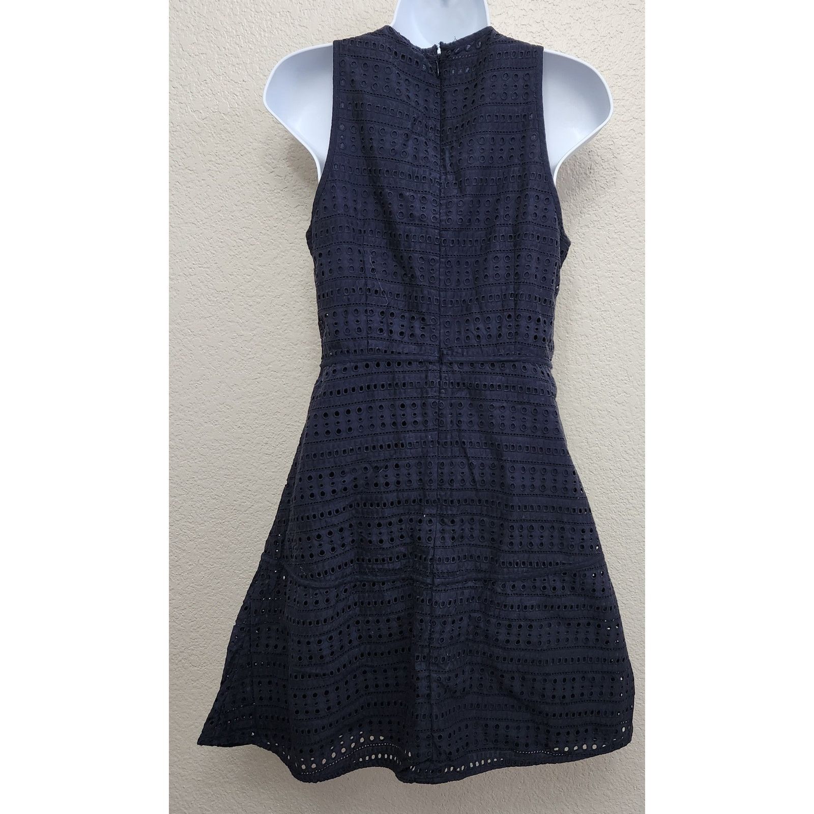 Gap GAP Navy Blue Eyelet A Line Sleeveless Mini Dress 4 Size S / US 4 / IT 40 - 4 Thumbnail
