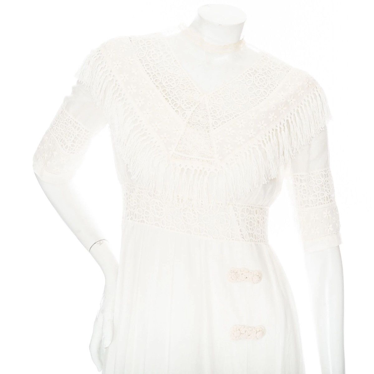 Dior Christian Dior Sleeveless Fringe Lace Eyelet Maxi Dress Size S / US 4 / IT 40 - 4 Thumbnail