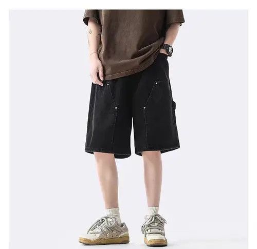 Japanese Brand Nanae Black High Street Vintage Loose Fit Denim Shorts Size US 33 - 3 Thumbnail
