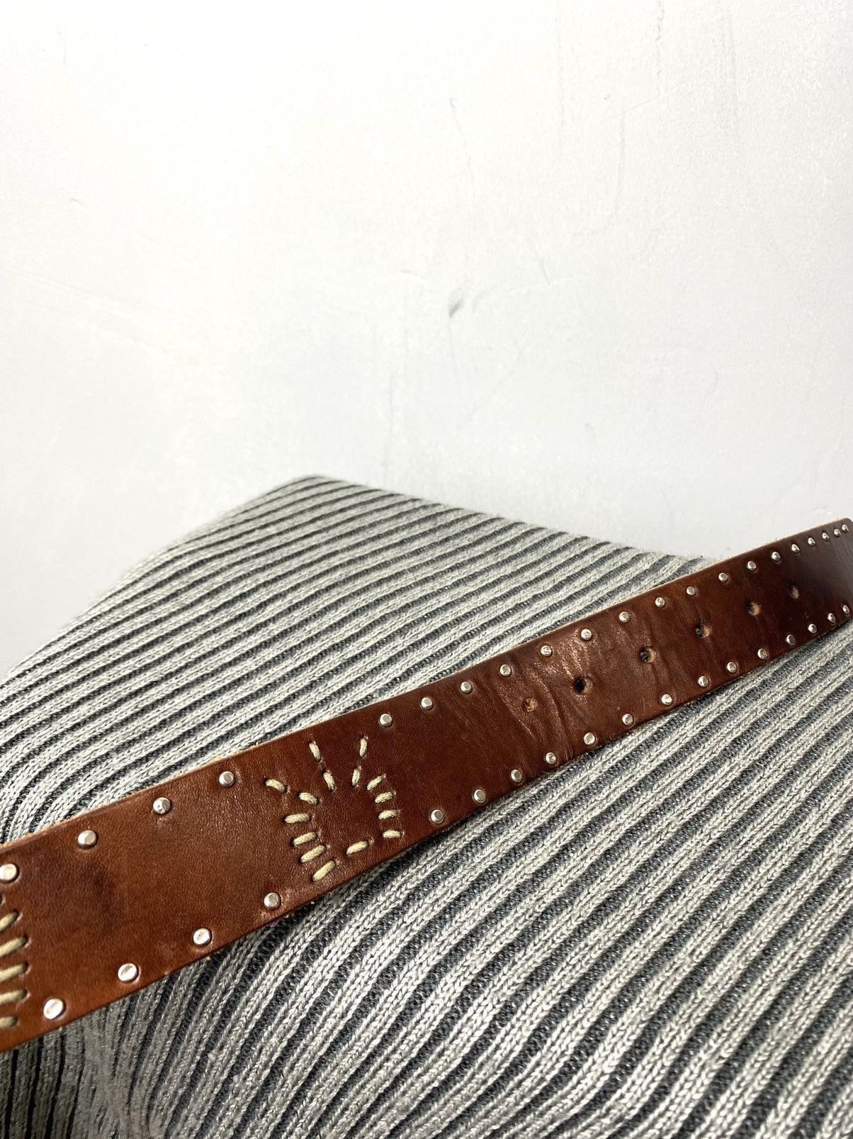 Cowboy Equipment Rare! Vintage Metal Leather Belt Western Cowboy Style Texas Size ONE SIZE - 7 Thumbnail
