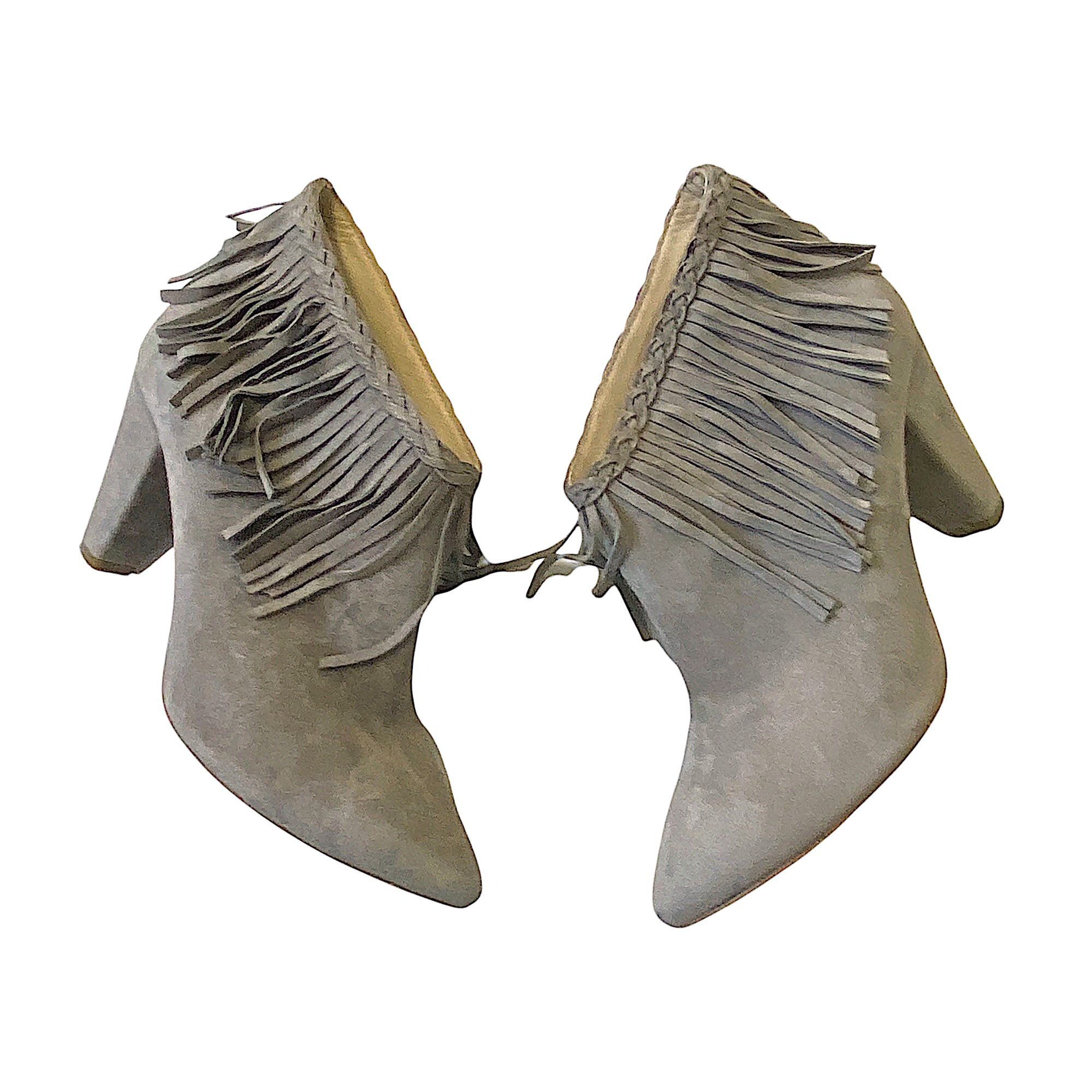 Anine Bing Anine Bing Irmelin Suede Fringe Ankle Boots, Gray/Taupe, S Size US 8 / IT 38 - 4 Thumbnail