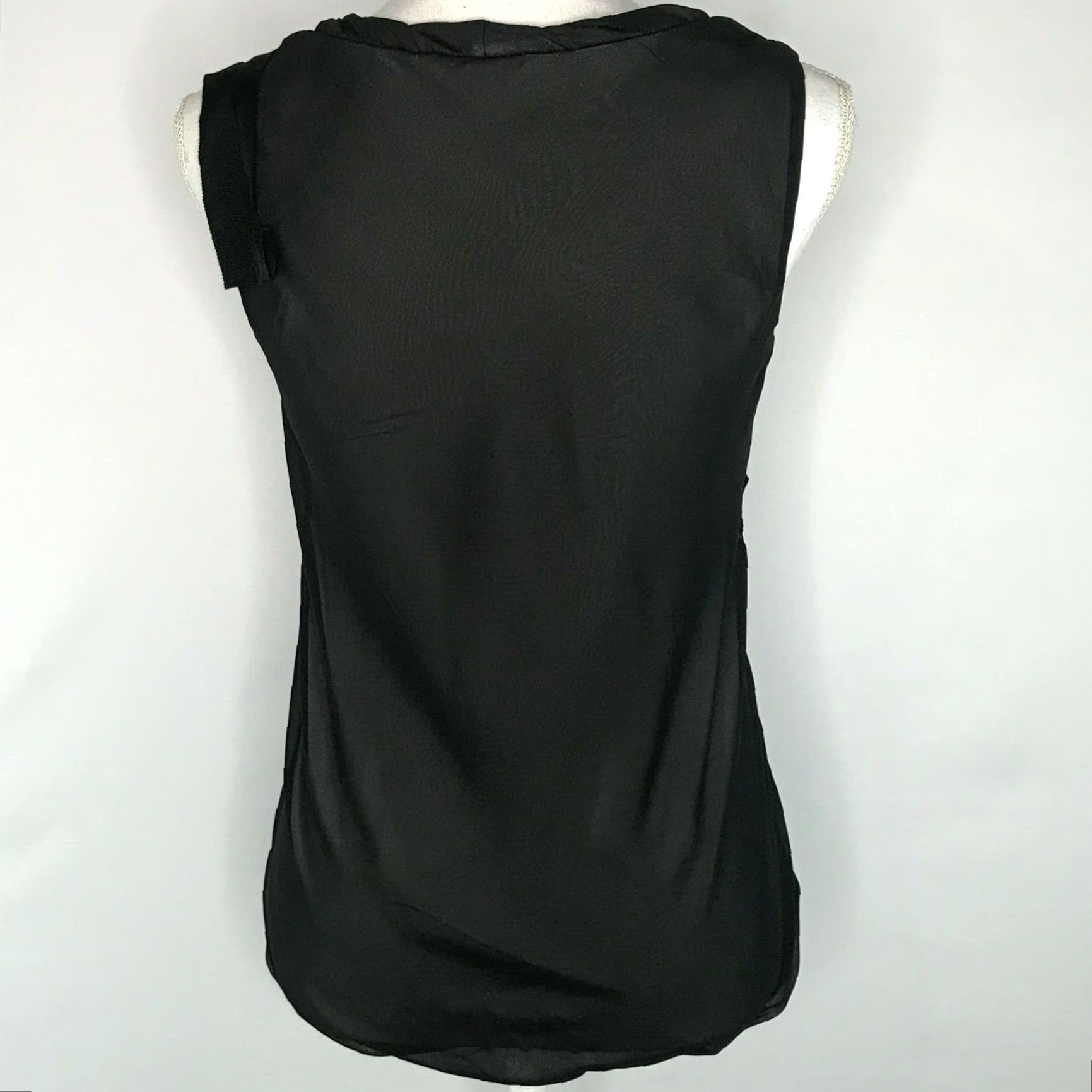 Vintage Cabi Womens XS Top Shirt Sleeveless Blouse Tank Party Holiday Black Gray Lining, Casual, Polyester,2008? Size XS / US 0-2 / IT 36-38 - 5 Thumbnail