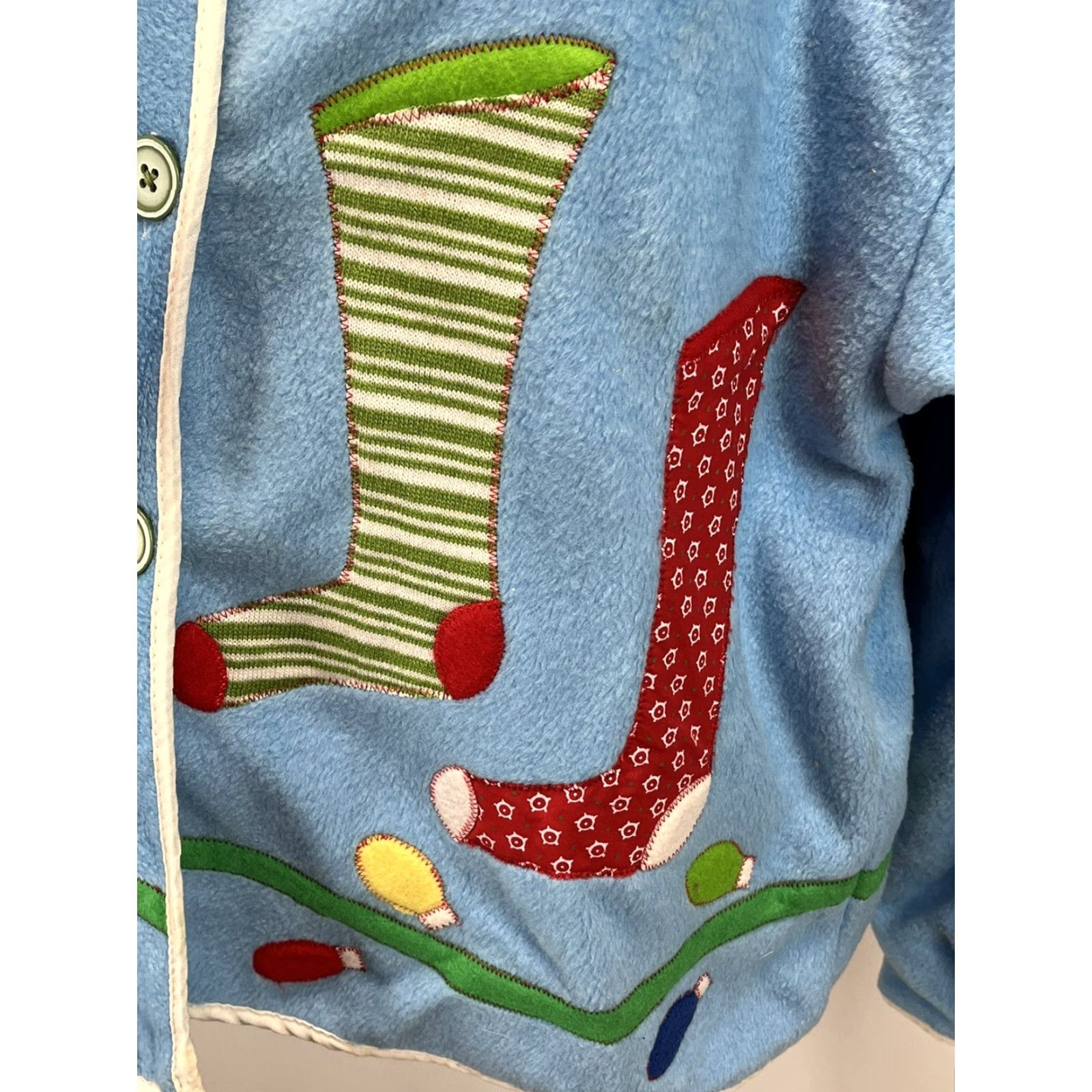 Vintage Vintage Kirklands Home Jacket One Size Womens 90’s Xmas Grandma Fleece Blue Blue? Size ONE SIZE - 6 Thumbnail