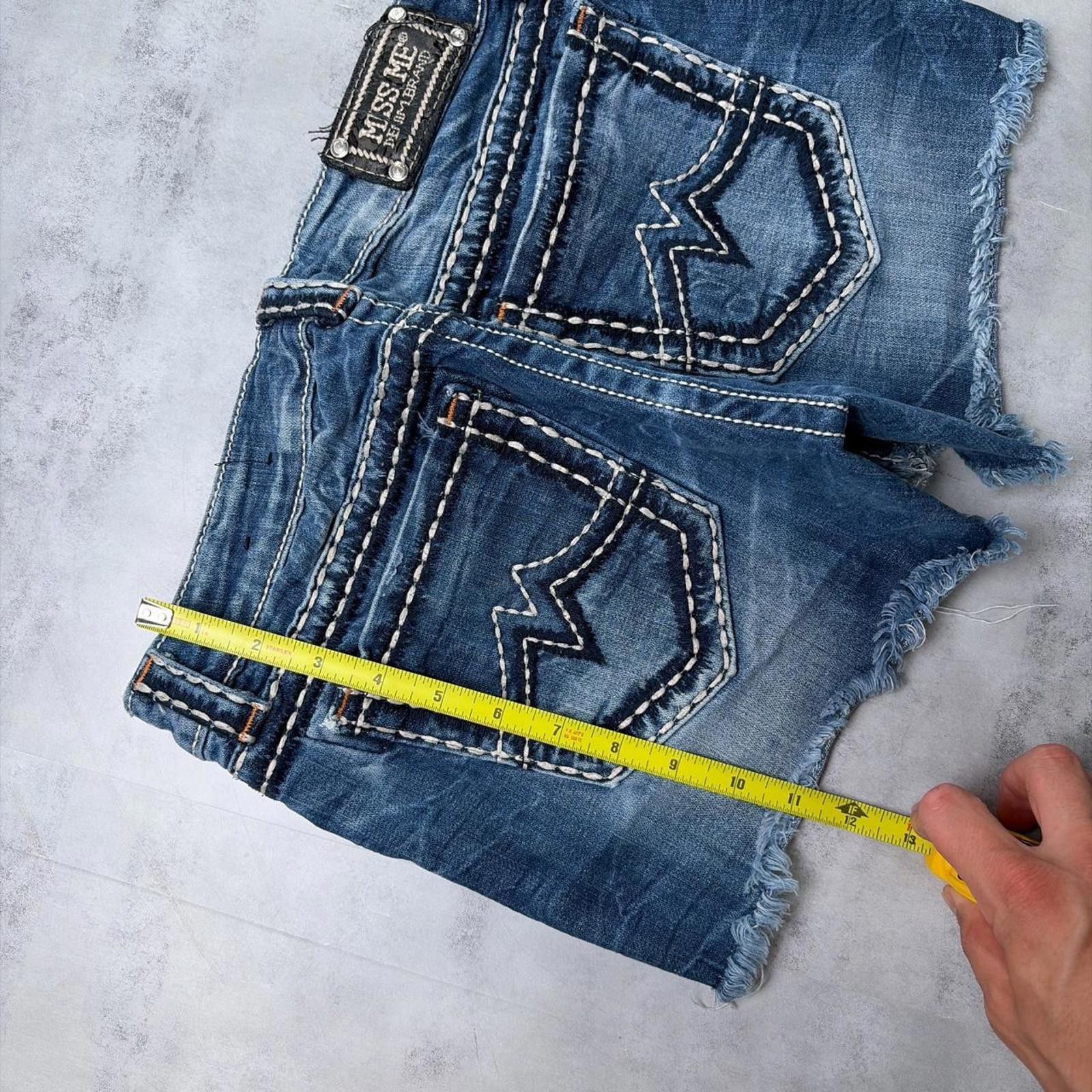 Other Y2K Blue Miss Me Grunge Stitched Denim Mini Shorts Size 30" / US 8 / IT 44 - 7 Thumbnail