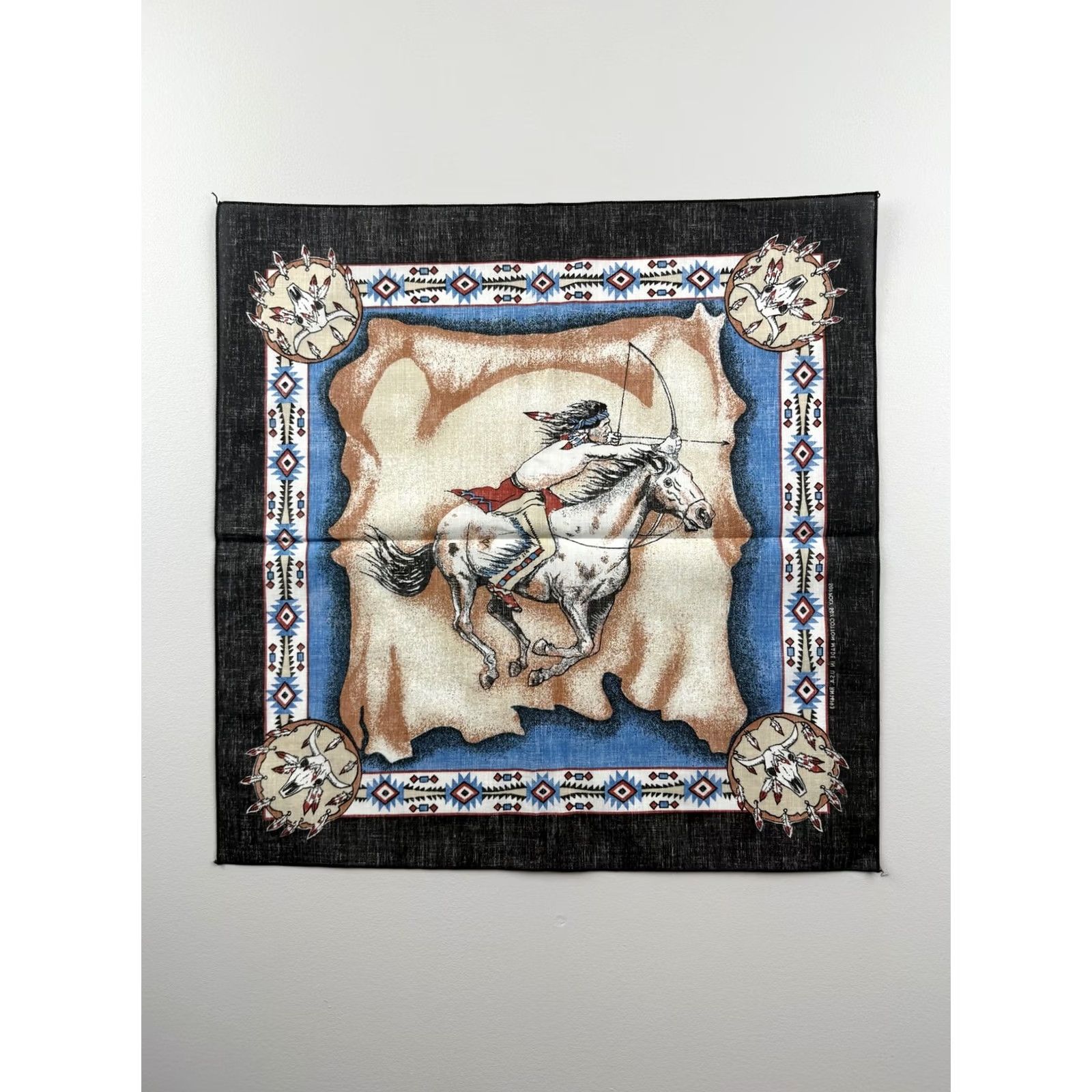 Vintage Vintage Bandana Scarf Mens Bandana Western Horse Rider Graphic Made In USA Size ONE SIZE - 5 Thumbnail