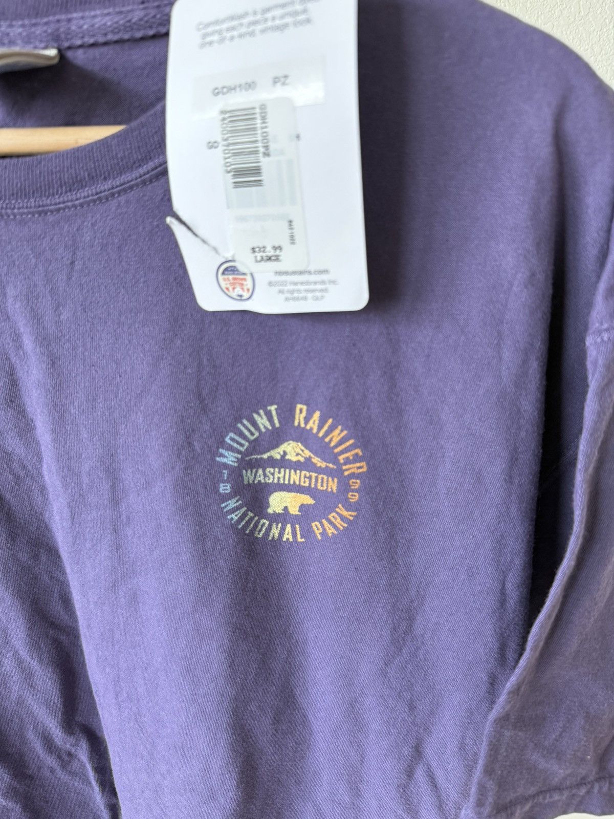 Hanes Mount Rainier T-Shirt 💜 Size US L / EU 52-54 / 3 - 4 Thumbnail