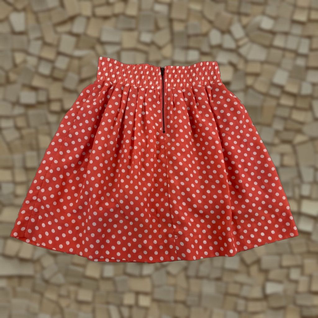 Pinko Ezra Skirt Women's Size Small Pink Coral Polka Dots A-line Short White Size 28" / US 6 / IT 42 - 1 Thumbnail