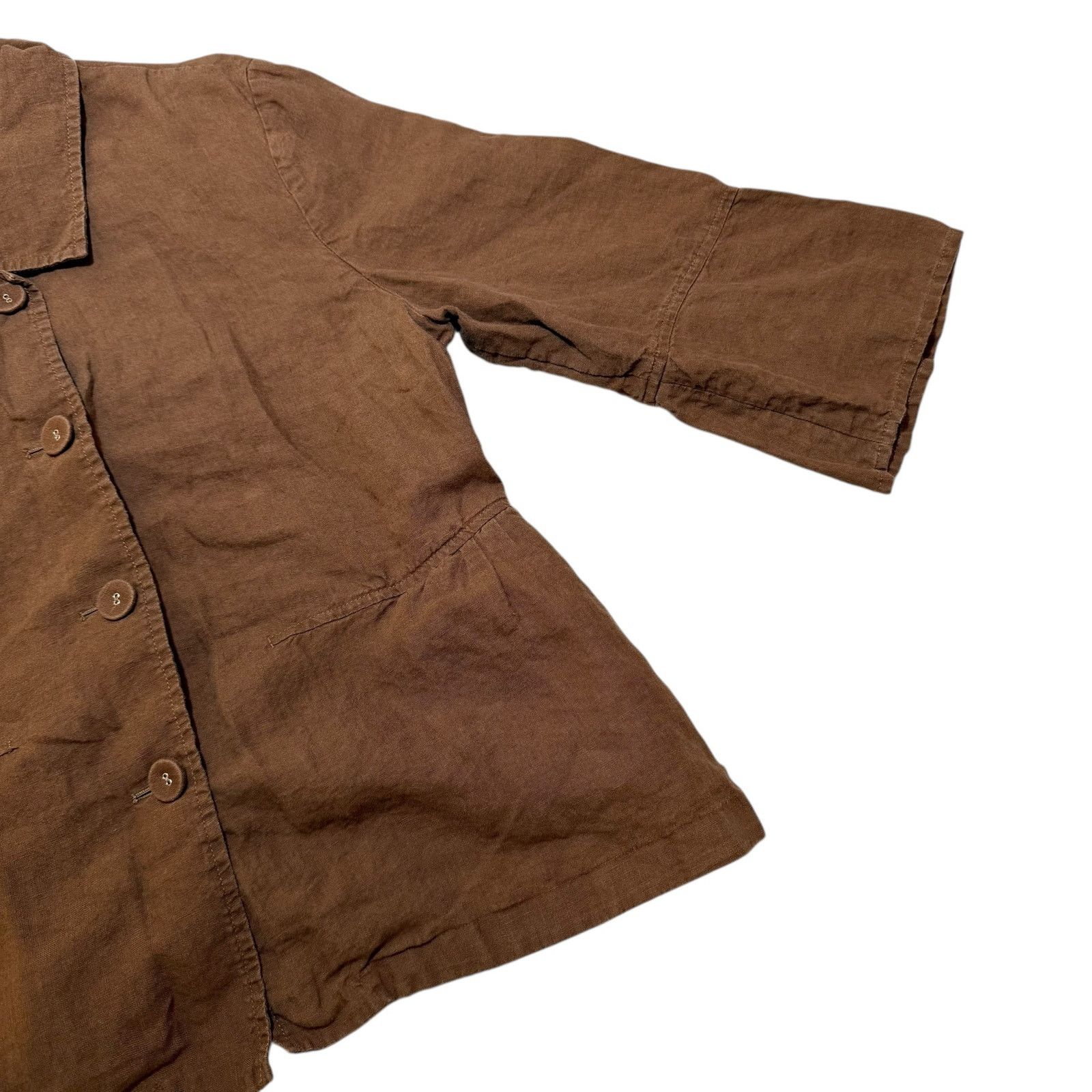 J. Jill J. Jill Linen Shirt Jacket Button Up Shacket Brown Medium Size M / US 6-8 / IT 42-44 - 4 Thumbnail