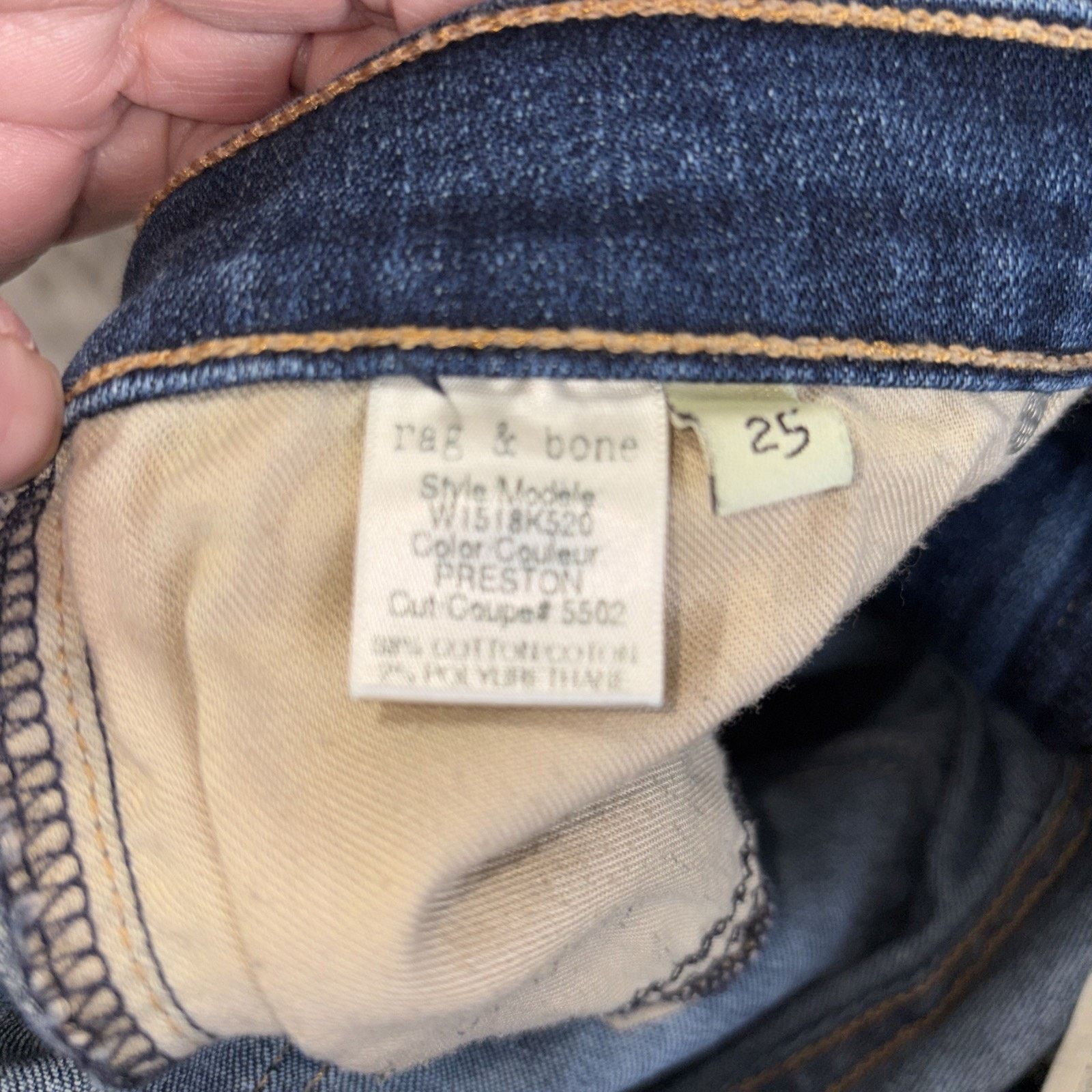 Rag & Bone Rag & Bone Jeans Womens 25 Preston Raw Hem Blue Skinny Size 25" / US 0 / IT 36 - 7 Thumbnail