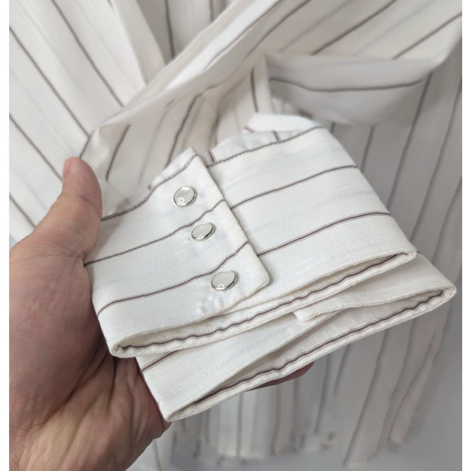 Armani VINTAGE Gold Collection by Karman Pearl Snap Western Stripe Shirt M Ivory Cowboy Rodeo Womens Size US M / EU 48-50 / 2 - 3 Thumbnail