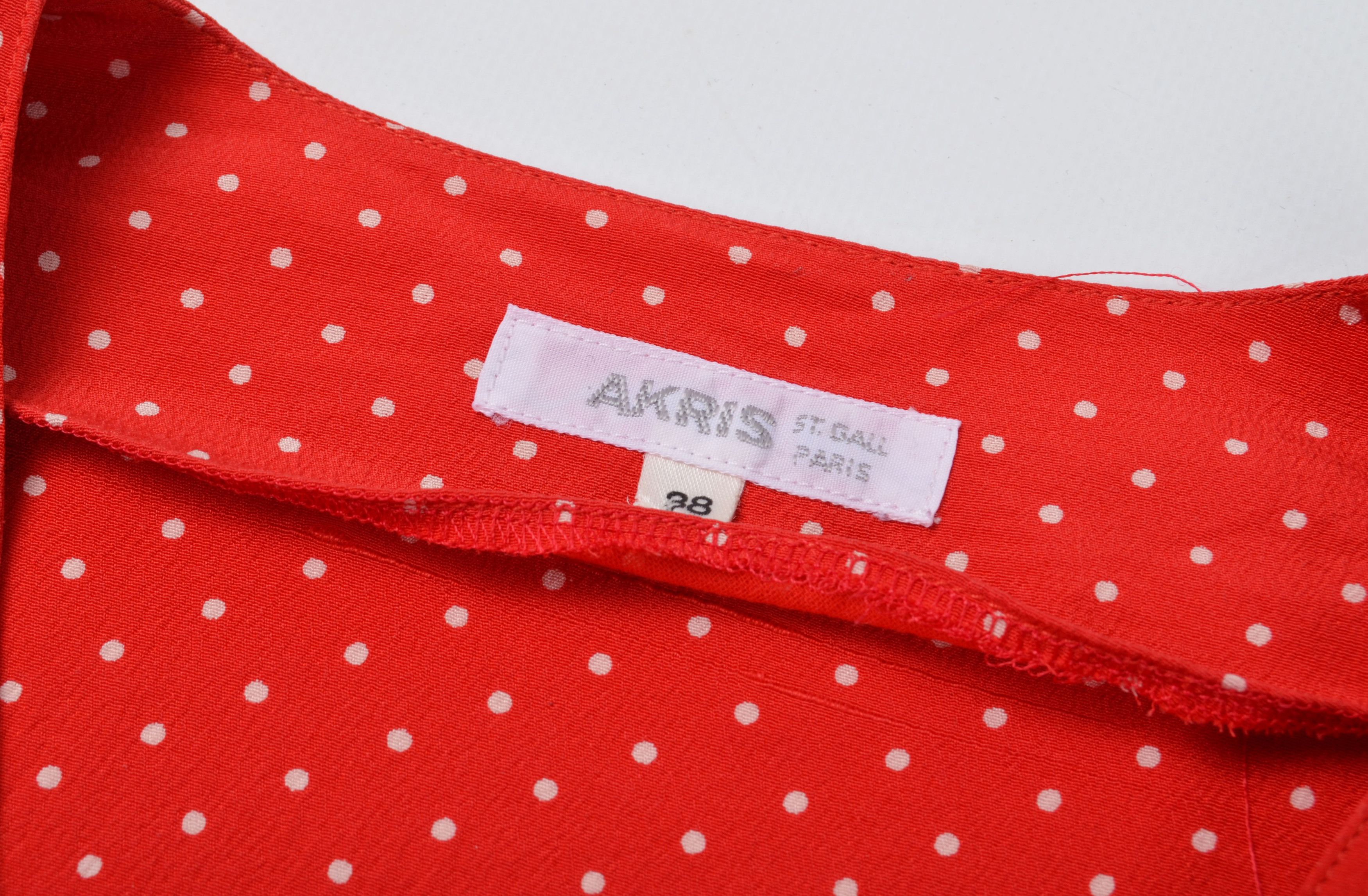 Akris Vintage Akris 80's Polka Dot Red Silk Lion Buttons Shirt Size M / US 6-8 / IT 42-44 - 8 Thumbnail