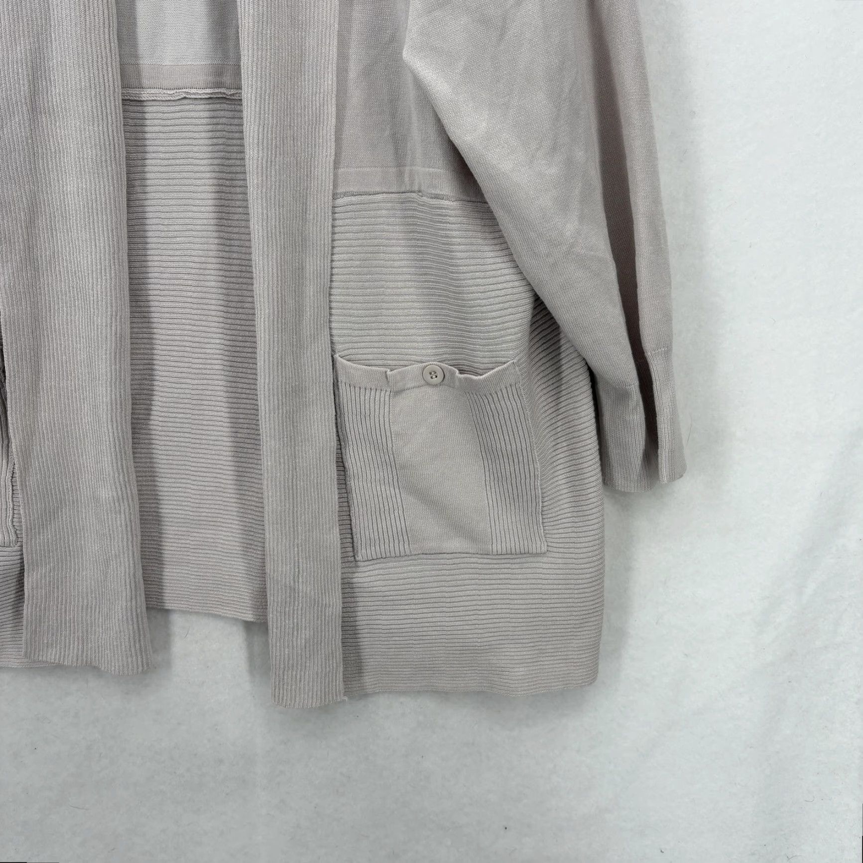 Vintage Chelsea & Theodore Cardigan Sweater Womens 2X Gray Collared Open Front Pockets Size XXL / US 16-18 / IT 52-54 - 3 Thumbnail