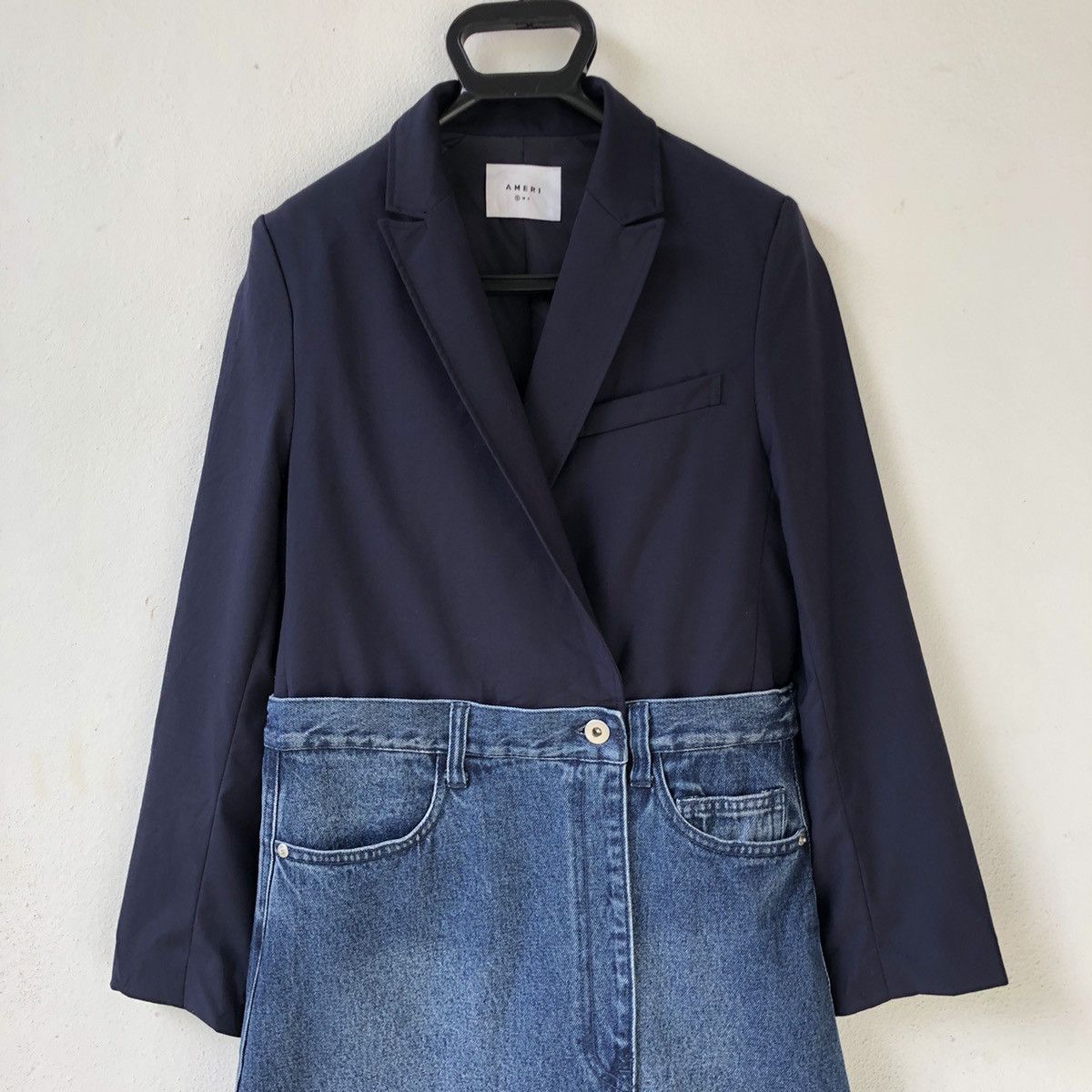 Designer AMERI Hybric Tailored Blazer Denim Skirt Dress Size S / US 4 / IT 40 - 6 Thumbnail