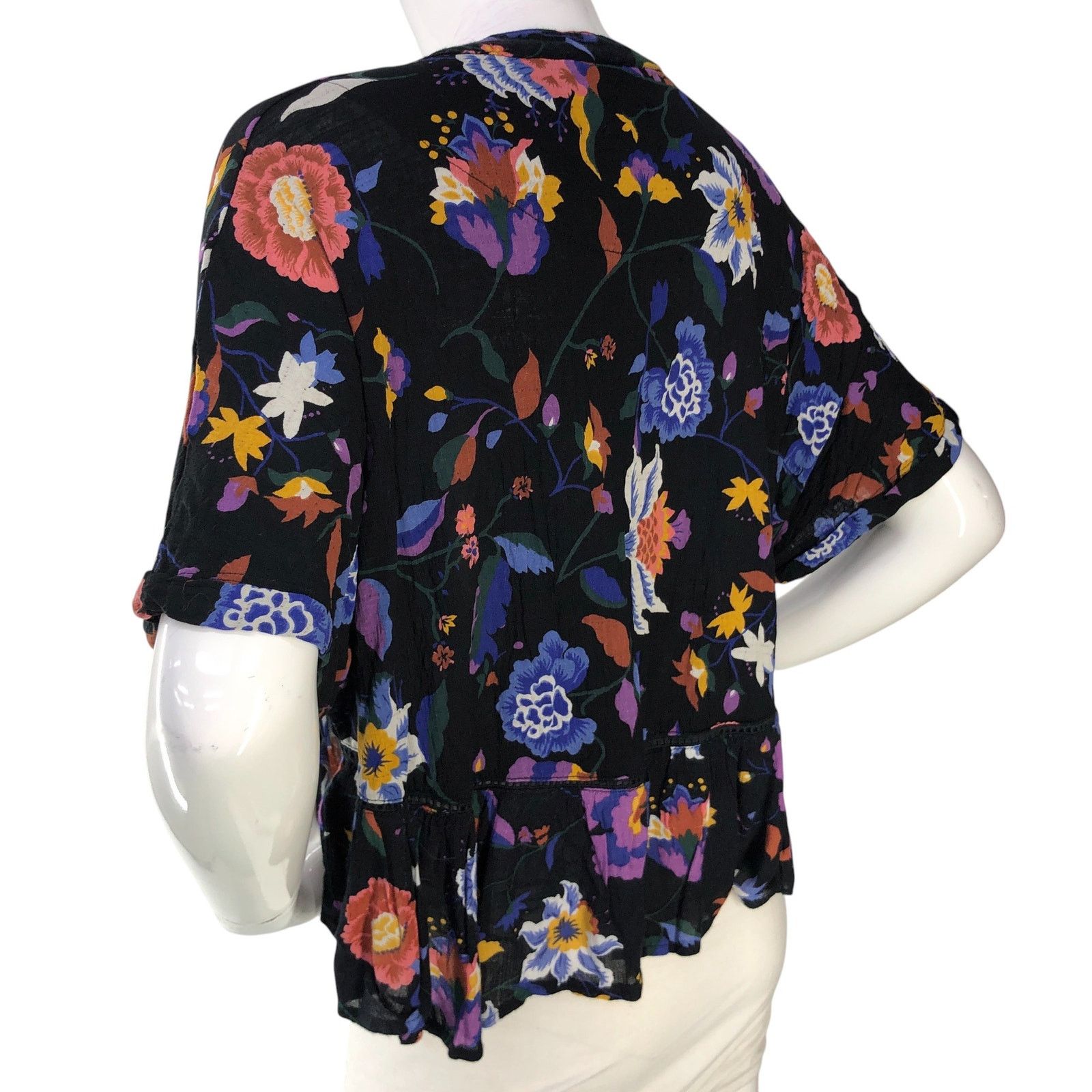 Anthropologie Anthropologie Sz XXSP Top Josie Dolman Sleeve V Neck Floral Size XXS / US 00 / IT 34 - 6 Thumbnail