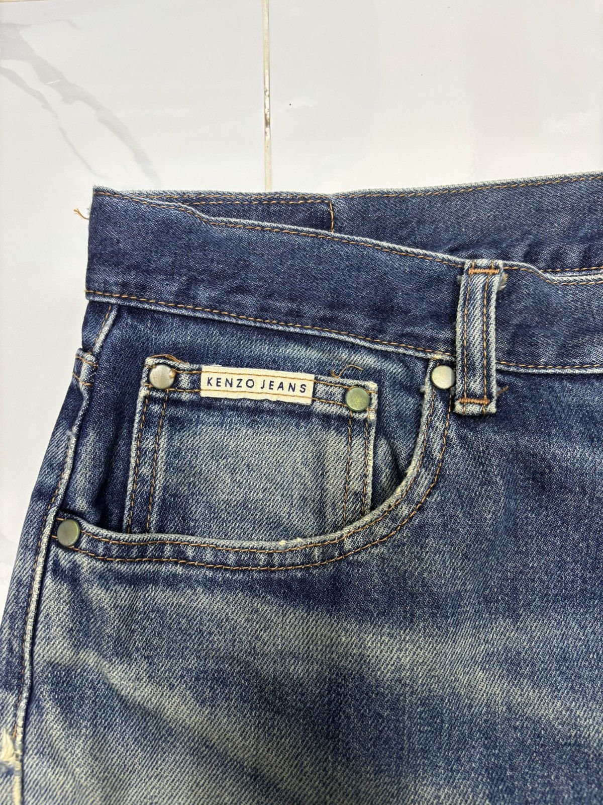 Kenzo × Vintage Vintage KENZO Ripped Distressed BAGGY JEANS Size US 33 - 10 Thumbnail