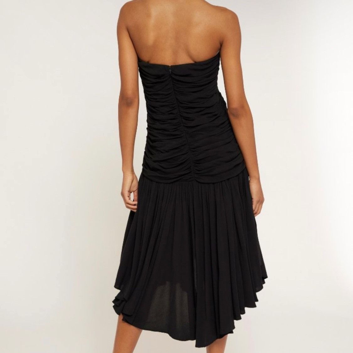Joie Joie Vivienne Black Strapless Ruched Midi Dress Size 4 Asymm Size S / US 4 / IT 40 - 3 Thumbnail