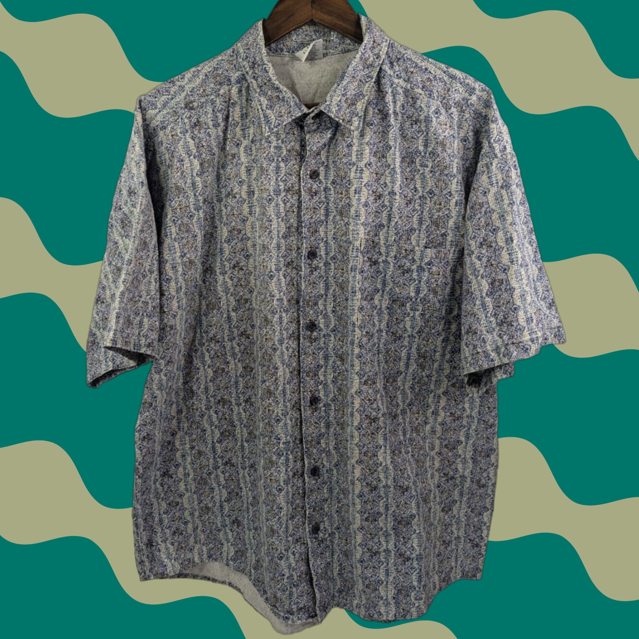 Anchor Blue VINTAGE Anchor Blue Shirt Men's XL Button Up Diamond Pattern Camp Casual Retro Size US XL / EU 56 / 4 - 1 Thumbnail