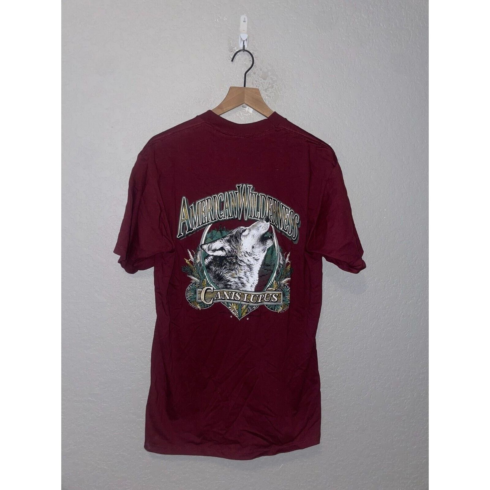 Jerzees Vintage Wolf Shirt Great Smokies Wilderness Red Tee VTG 90s Size US L / EU 52-54 / 3 - 1 Thumbnail