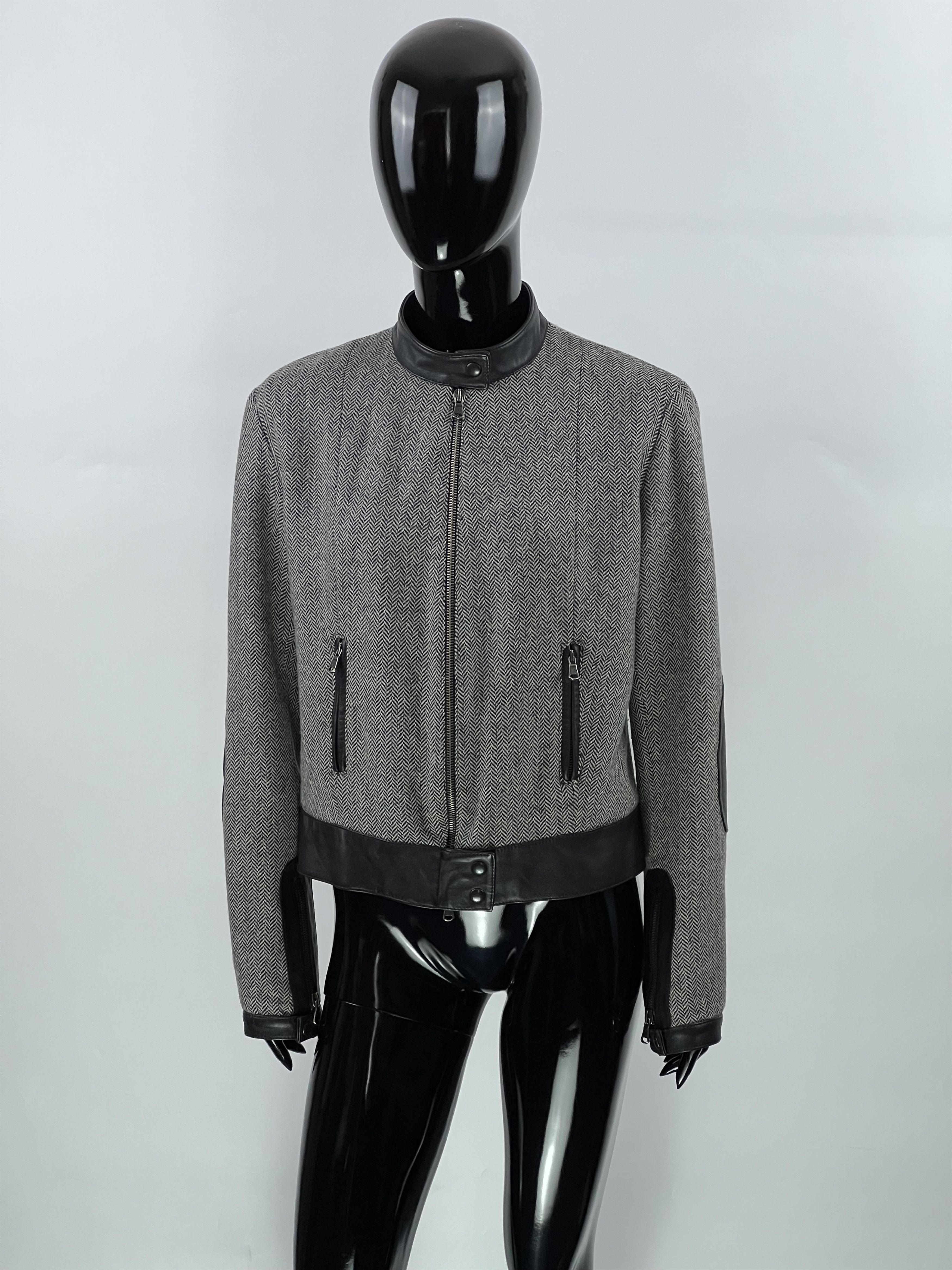 Vintage Jo No Fui Women's Wool Leather Jacket Size IT44 Size M / US 6-8 / IT 42-44 - 1 Thumbnail