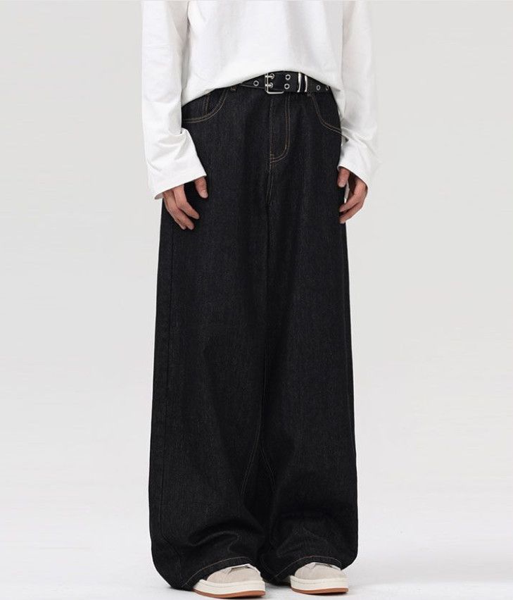 Japanese Brand Retro men's straight-leg wide-leg casual baggy jeans Size US 32 / EU 48 - 2 Thumbnail
