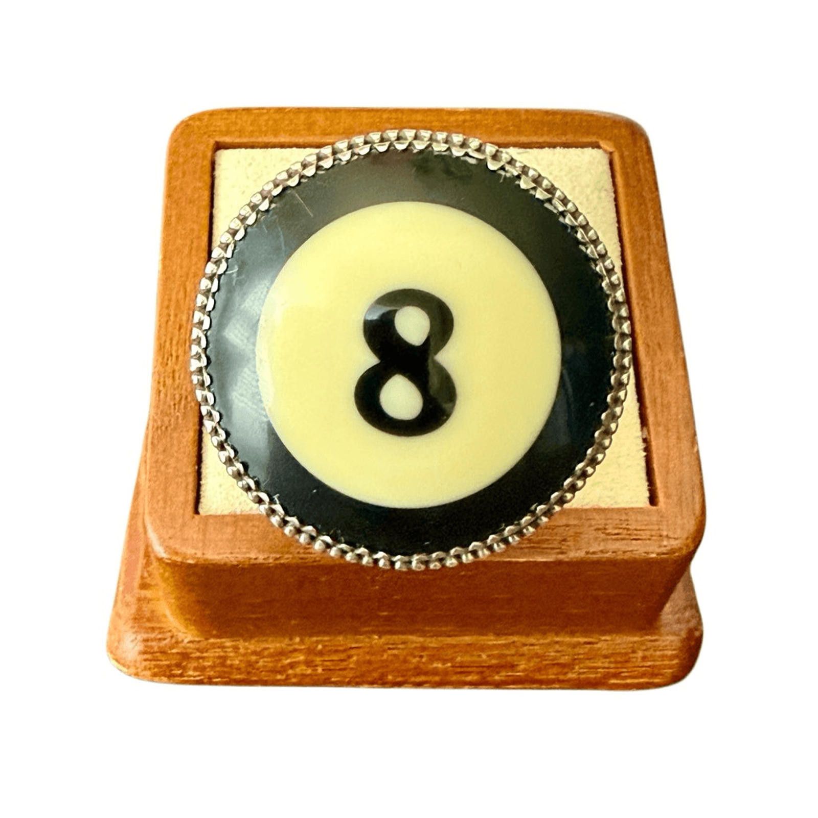 NBDN Nobrandedon Unique Billiard Ball # 8 Statement Ring Silver Adjustable Size ONE SIZE - 2 Thumbnail