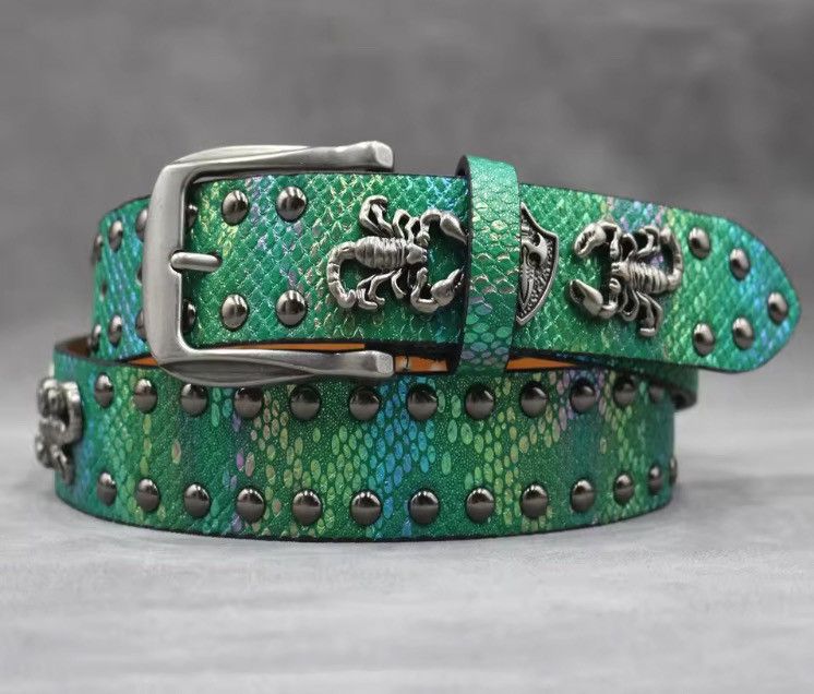 Cowboy Equipment 115 Cm scorpion Rivet PU Leather Belt Size ONE SIZE - 3 Thumbnail