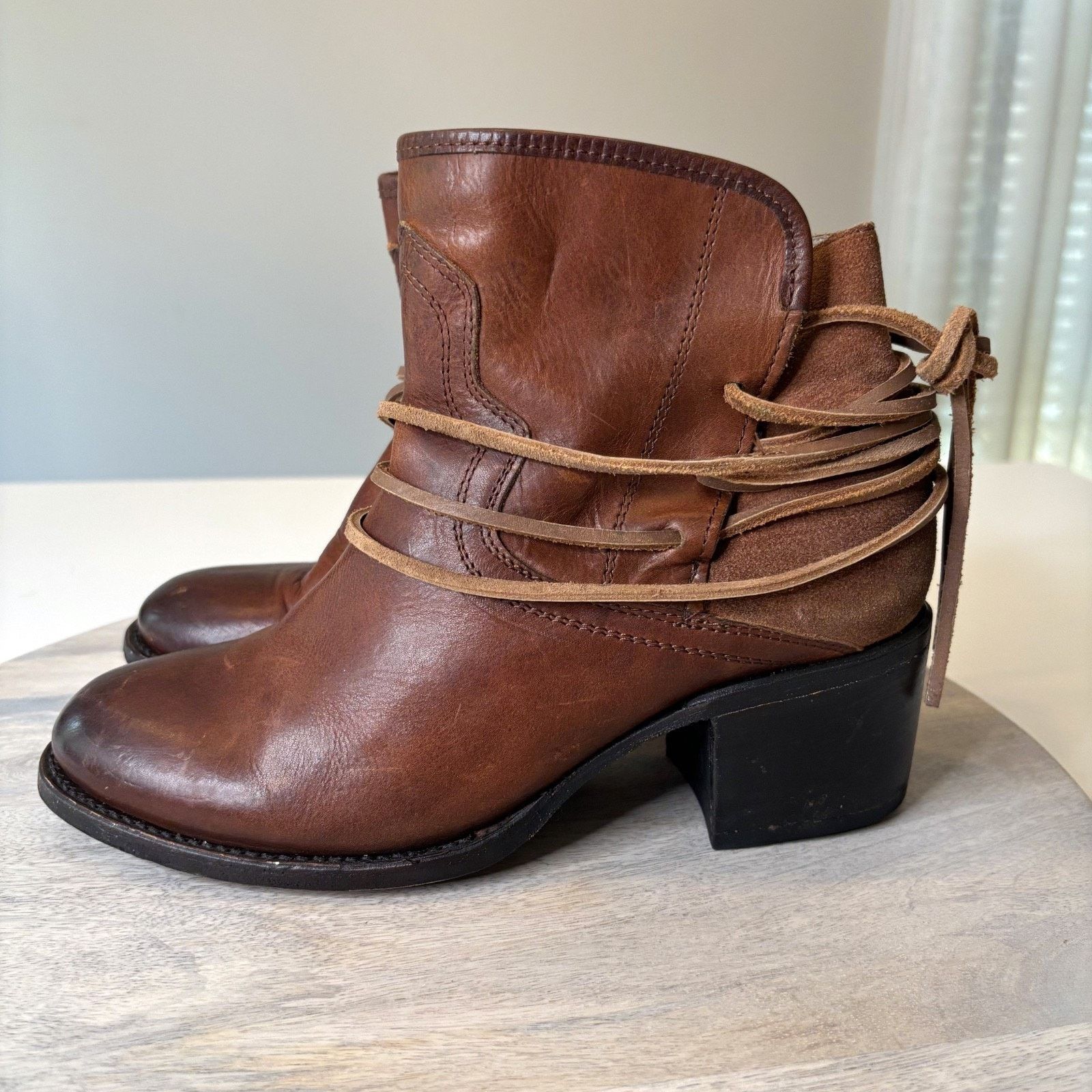 Freeman Freebird Casey Brown Ankle Boots Women’s Size 9 Distressed Size US 9 / IT 39 - 2 Thumbnail