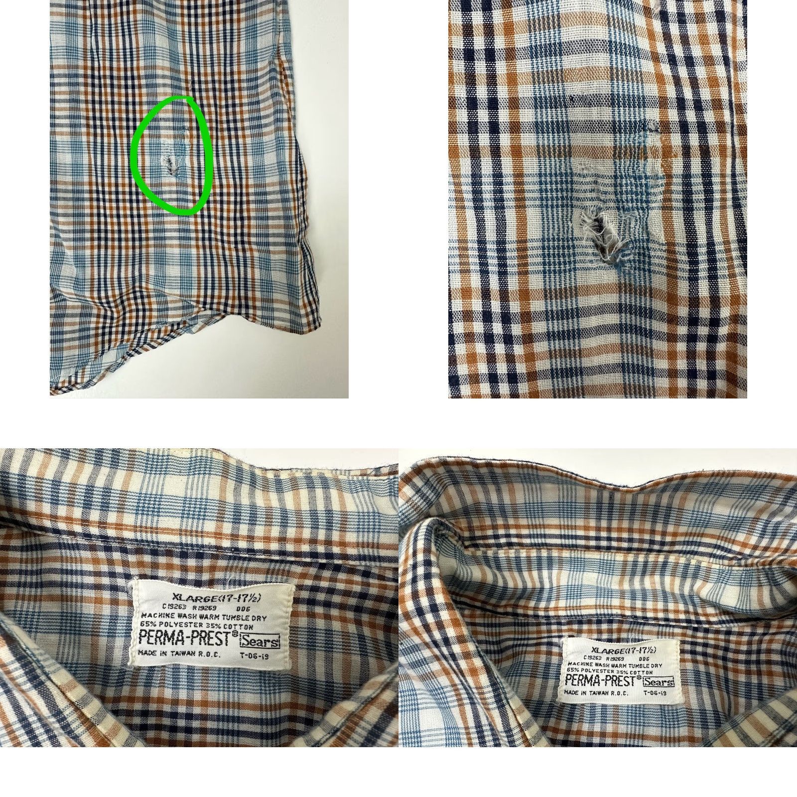 Sears VINTAGE Sears Perma-Prest Shirt Men XL Slim Plaid Long Sleeve Button Up Blue Size US XL / EU 56 / 4 - 10 Thumbnail