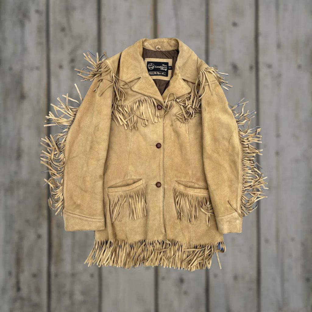 Sears VINTAGE Sears The Leather Shop Womens 12 Leather Fringe Jacket Brown USA Western Fashion 1980s Mens? Size XL / US 12-14 / IT 48-50 - 1 Thumbnail