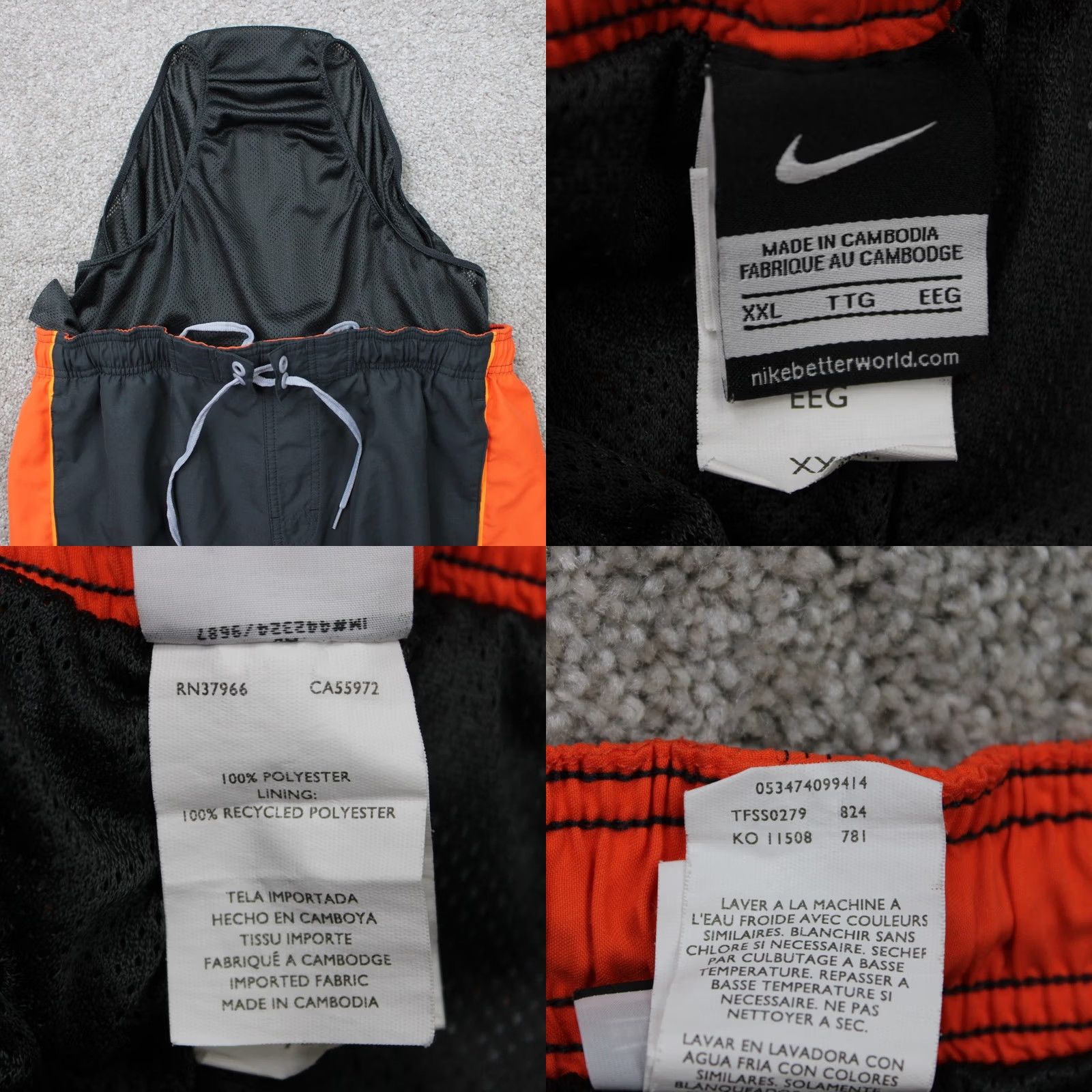 Nike Nike Swim Trunks Men 2XL Gray/Orange Lined Polyester Drawstring 10" Inseam Trunks Size ONE SIZE - 8 Thumbnail