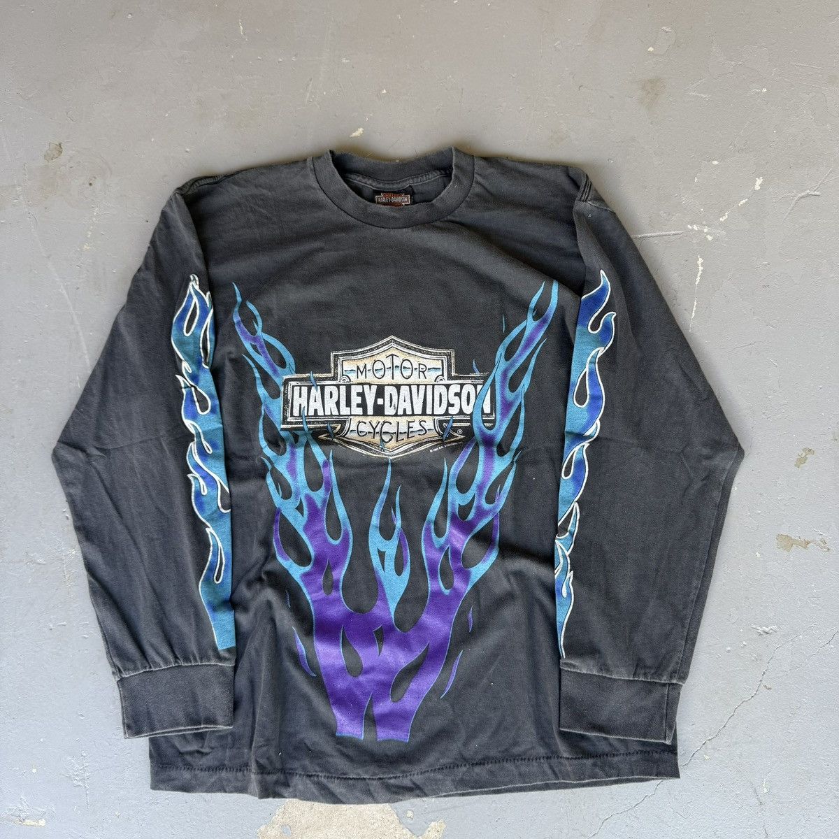 Harley Davidson × Vintage 90s Harley Davidson blue flame long
