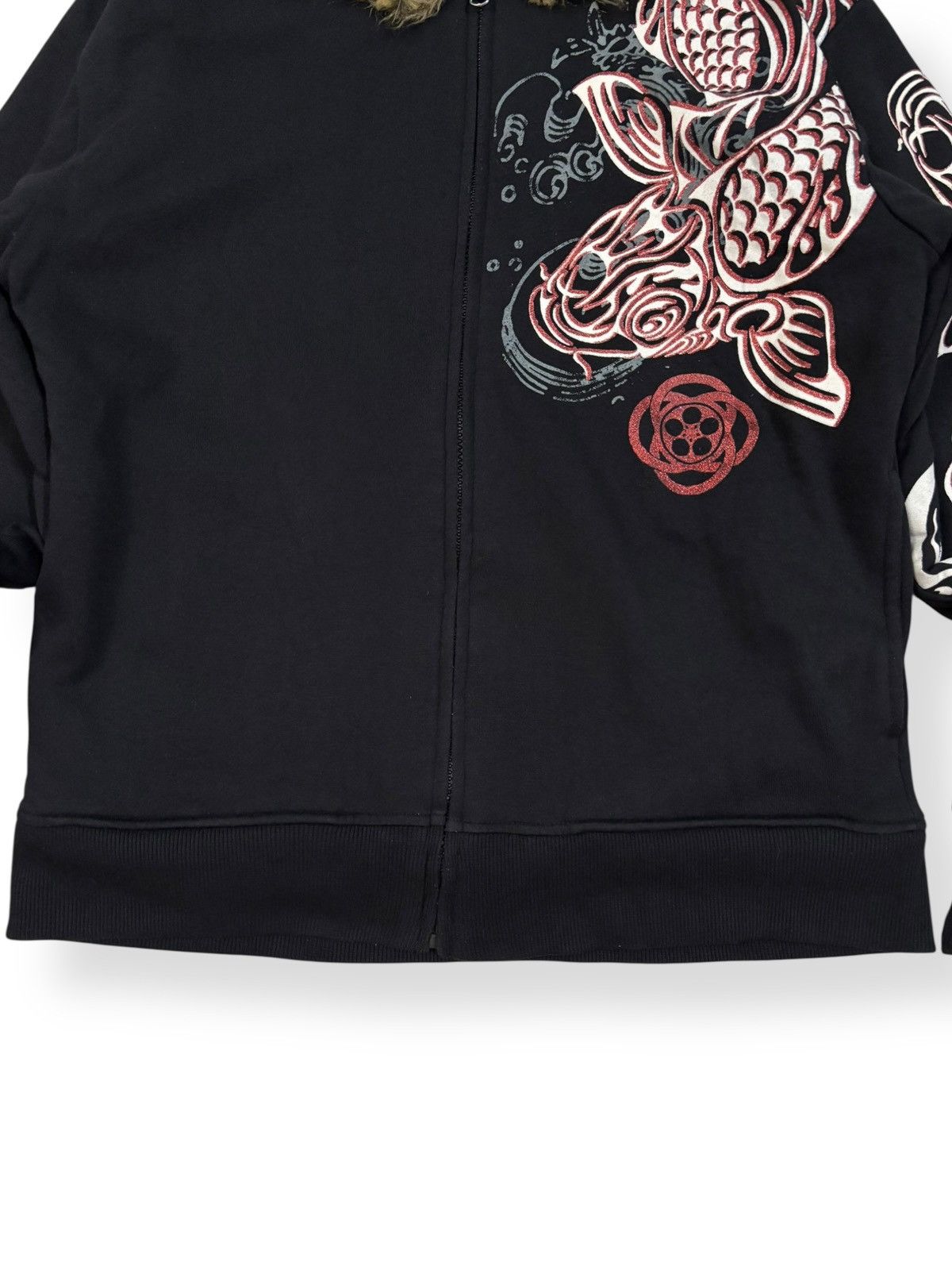 If Six Was Nine Japanese Brand Sukajan Koi Fish Printed Faux Fur Hoodie Size US M / EU 48-50 / 2 - 8 Thumbnail