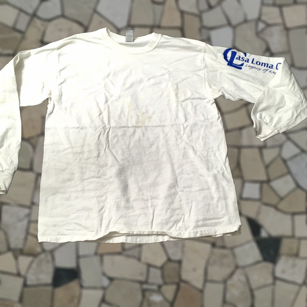 Gildan GILDAN Long Sleeve T-Shirt White L Casual Shirt Mens Vintage Casa Loma College Writing On Sleeve Size US L / EU 52-54 / 3 - 1 Thumbnail