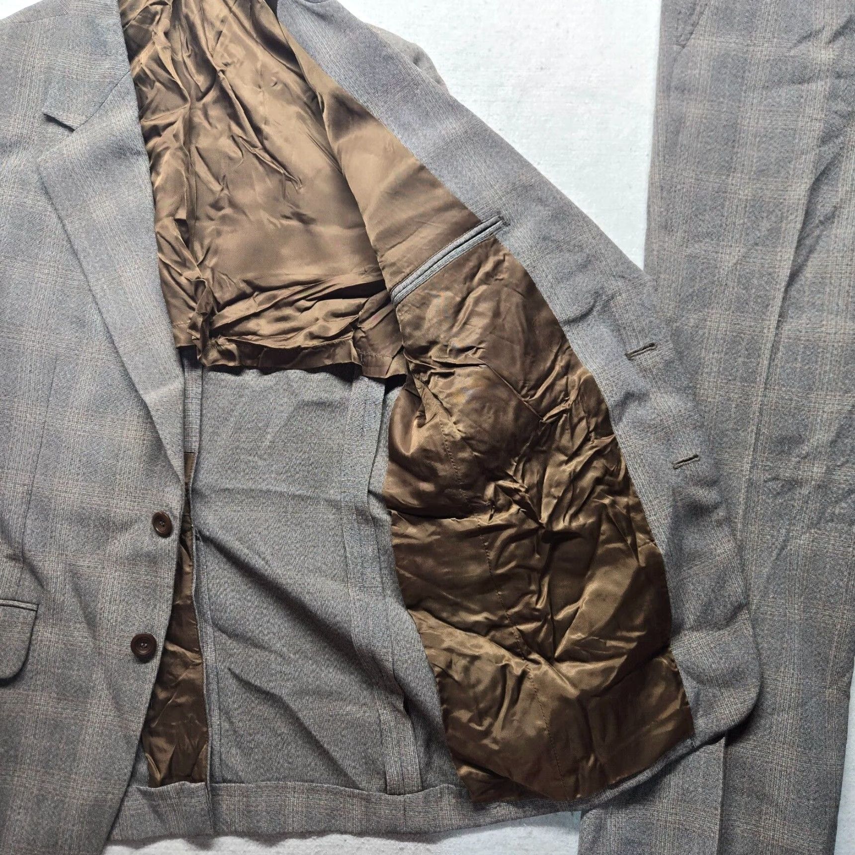 Vintage VINTAGE Curlee Sport Coat Blazer Gray Check 2 Piece Suit Jacket Men's Medium 32 X 28 Sports Size 40R - 3 Thumbnail