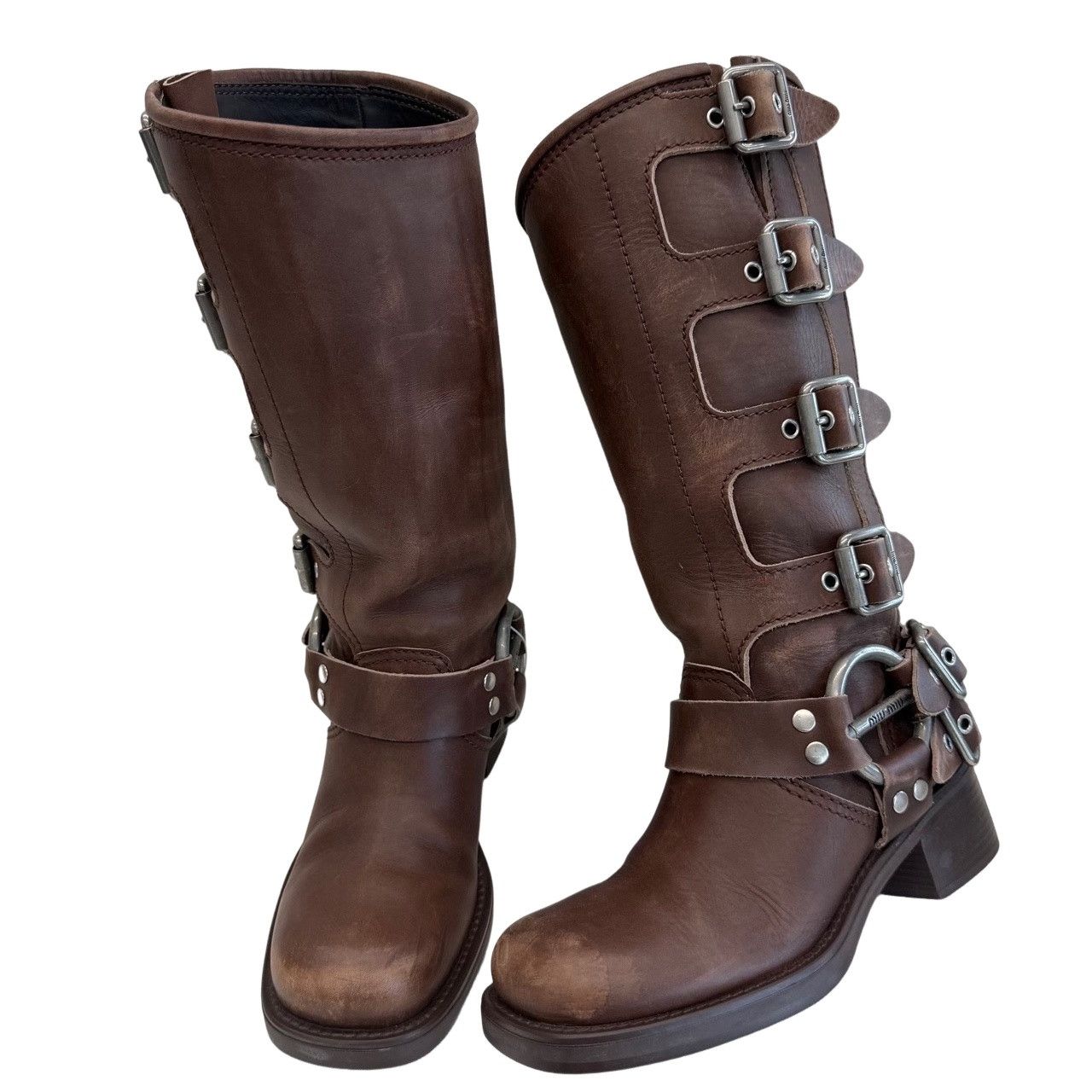 Miu Miu Miu Miu Buckled Leather Boots Size 37 Size US 7 / IT 37 - 1 Thumbnail