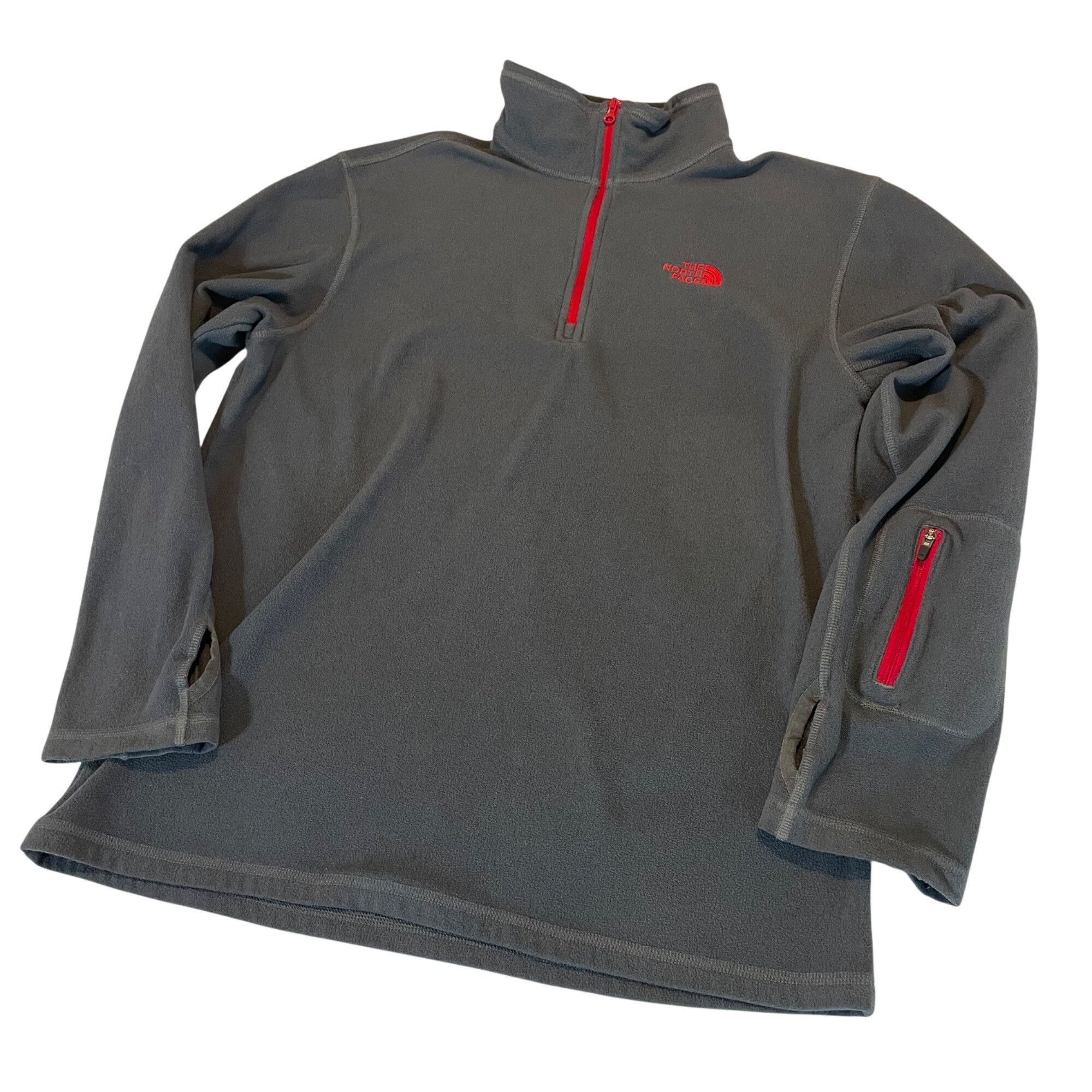 The North Face The North Face Mens Fleece Pullover M Gray With Red Accents Size US M / EU 48-50 / 2 - 1 Thumbnail