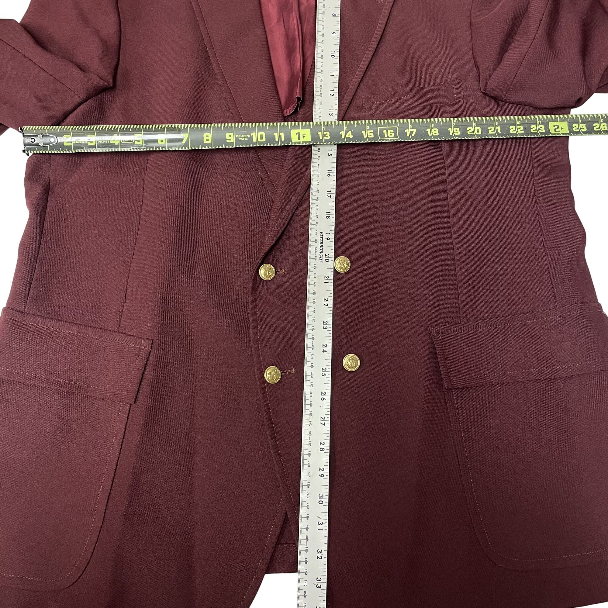 Other Vtg Maroon Gold Btn Sport Coat Double Breasted Wool Jacket Size 46R - 4 Thumbnail