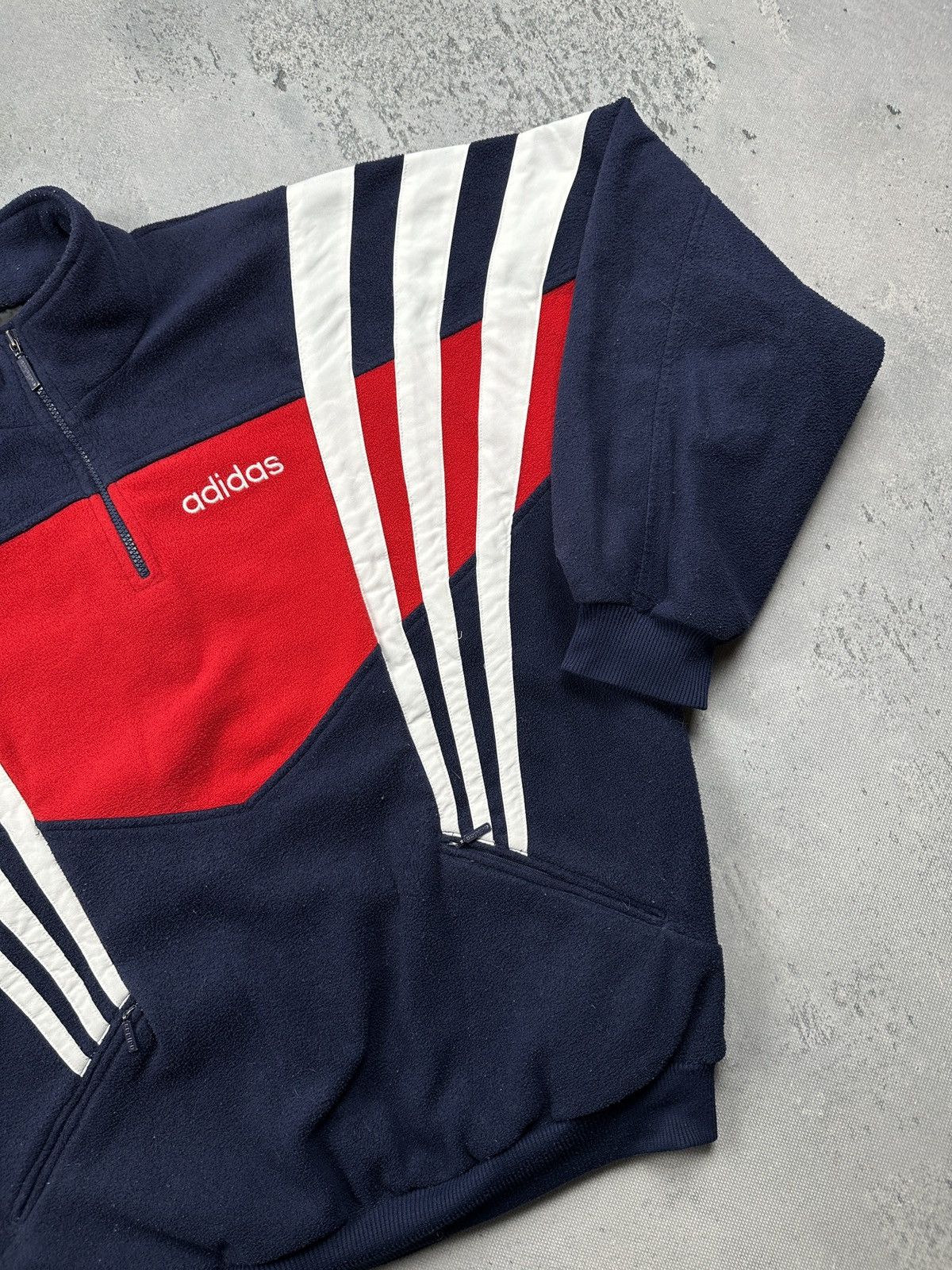 Adidas Vintage Adidas Polar Teddy Fleece Sweater Stripes Zipper 80s Size US L / EU 52-54 / 3 - 3 Thumbnail