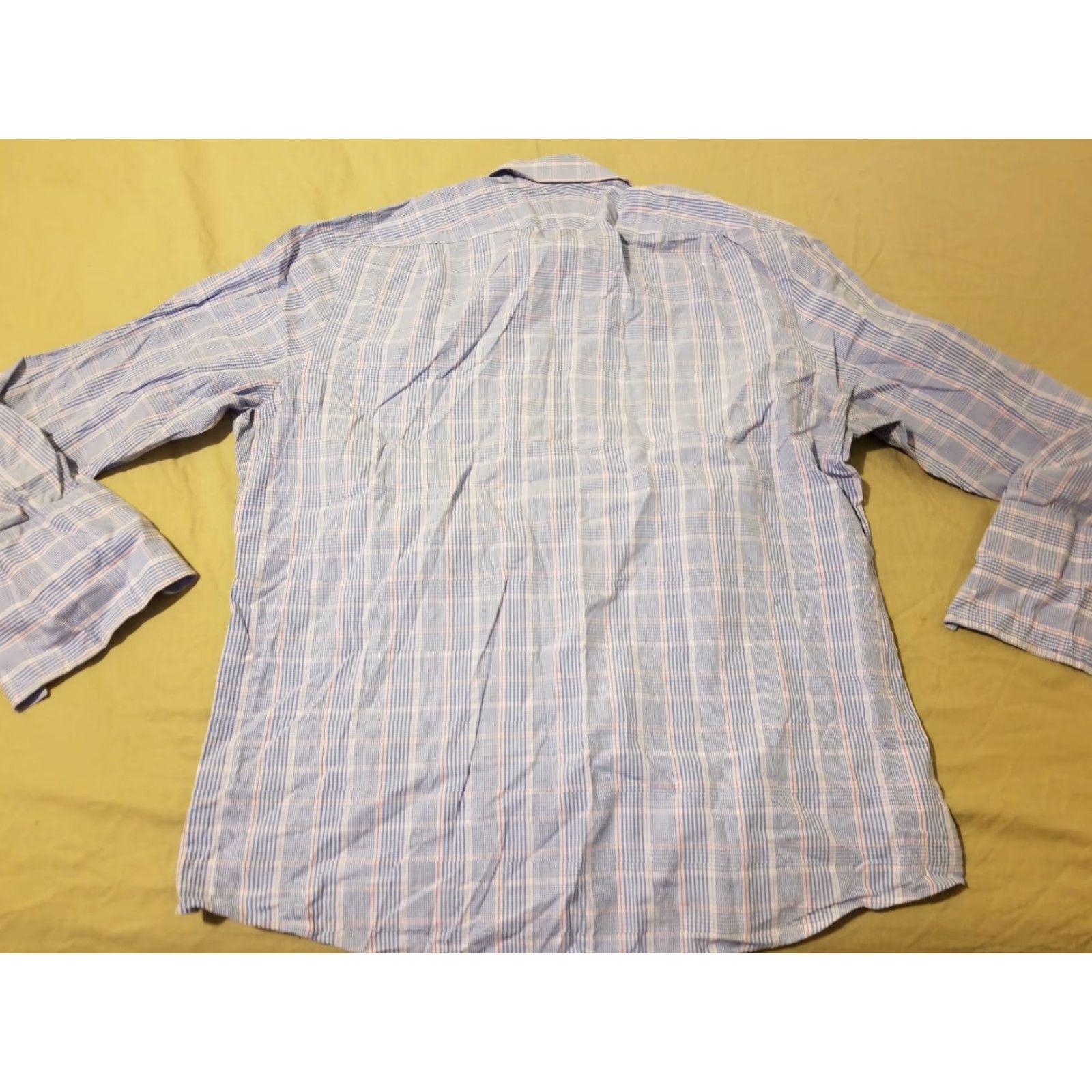 Charles Tyrwhitt Mens Charles Tyrwhitt Dress Shirt 17 34 Blue Cotton Button-Down Collared Regular Slimming Non-Iron 100% Cotton Long Sleeve Size 46R - 6 Thumbnail