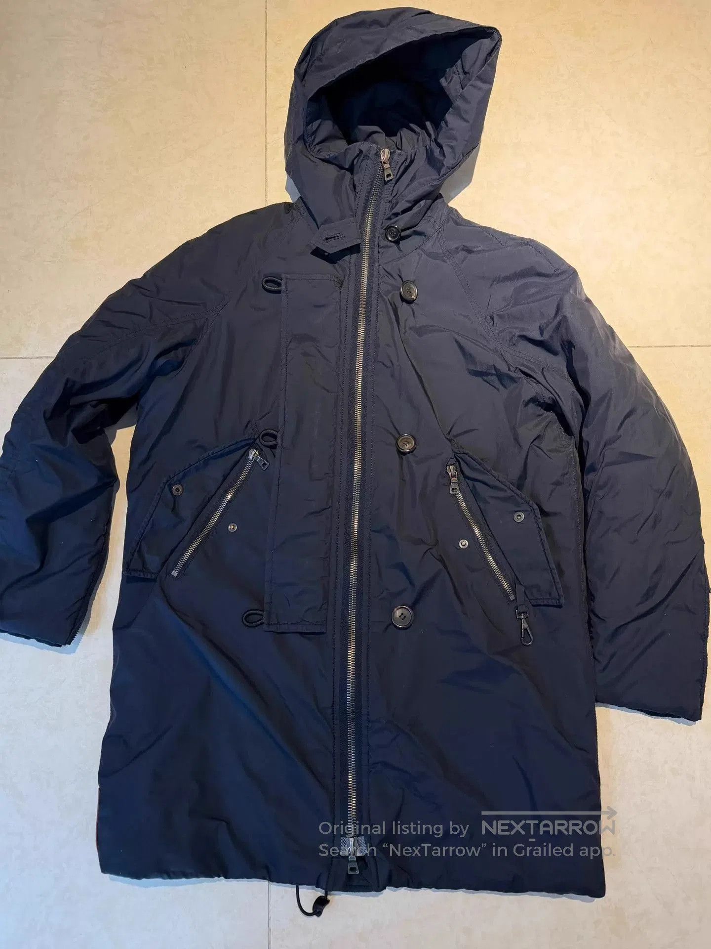 Prada Blue Hooded Long Coat with Zip and Button Closure. Size US S / EU 44-46 / 1 - 1 Thumbnail