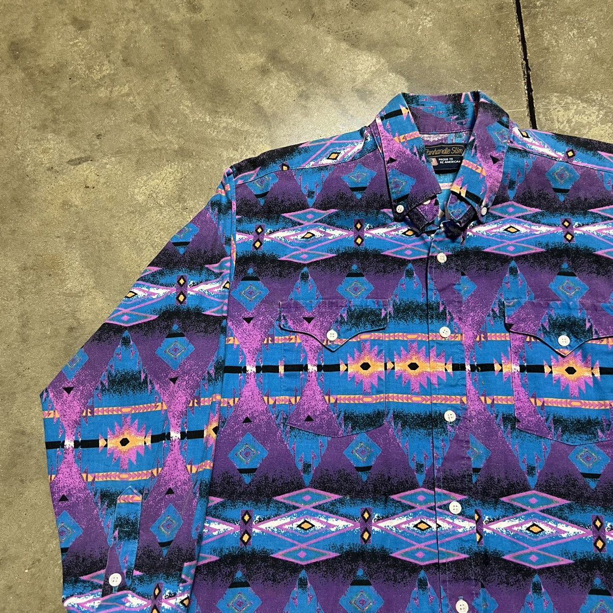 Panhandle Slim Vintage 80s Panhandle Slim Aztec Western Shirt Button Up USA Size US M / EU 48-50 / 2 - 3 Thumbnail