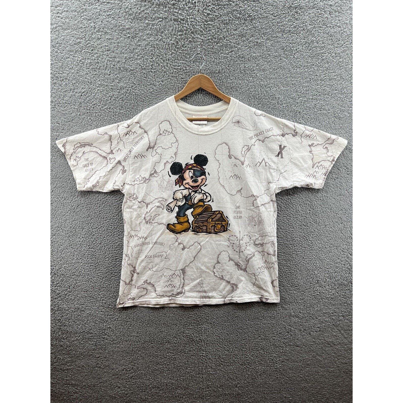 image of Disneyland Mickey Mouse Pirates Of The Caribbean Map Aop in White, Men's (Size XL)