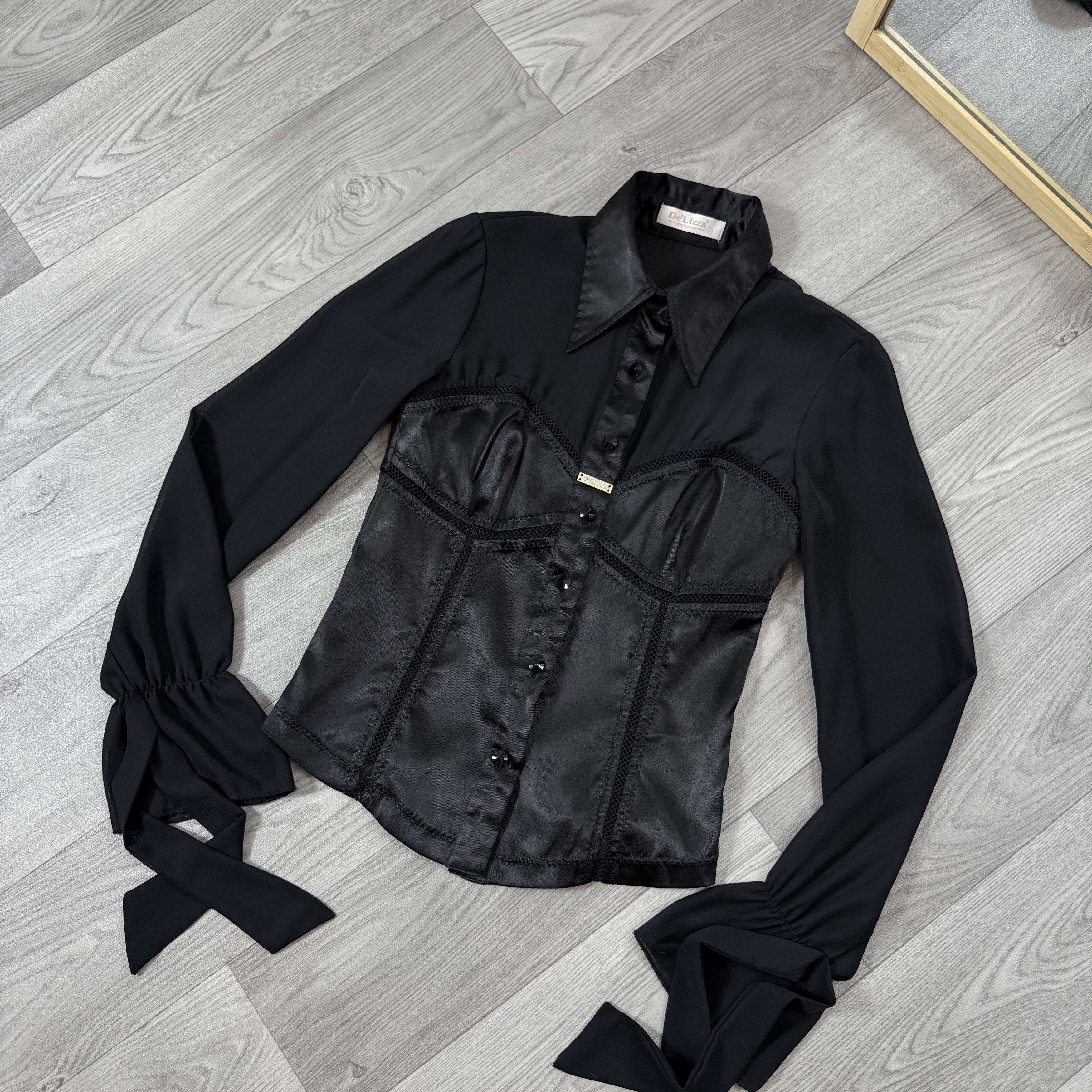 Vintage Vintage Corset Button Up Blouse Women's Black Top S Size S / US 4 / IT 40 - 4 Thumbnail