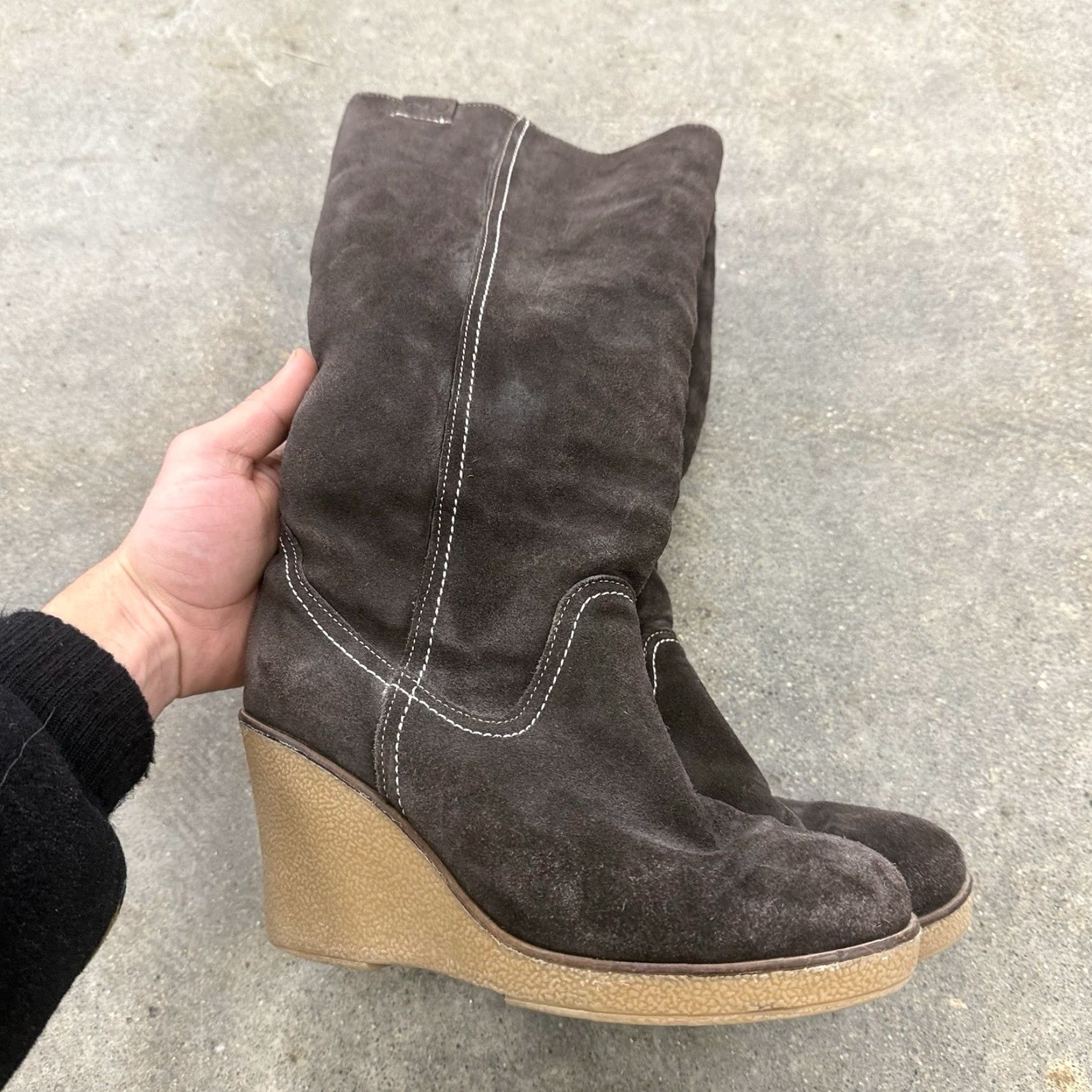 Vintage VINTAGE EMU Australia Waratah Knee High Boots Women 8 Brown Suede Shearling Rubber Gum Sole Winter Womens Size US 8 / IT 38 - 3 Thumbnail