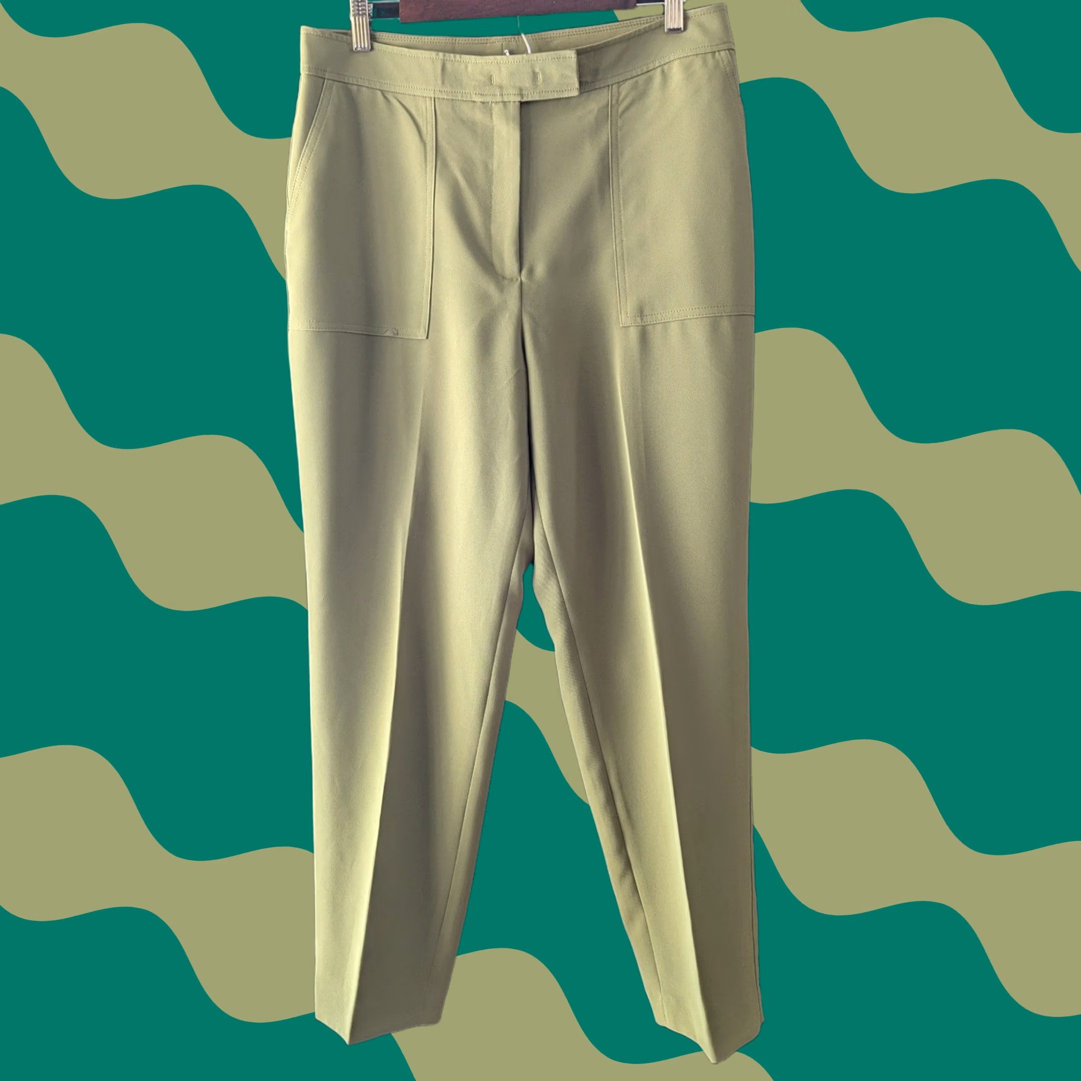 Anne Klein Anne Klein Olive Green Straight Leg Patch Pocket Trouser Pants Women's 10 Size 32" / US 10 / IT 46 - 1 Thumbnail