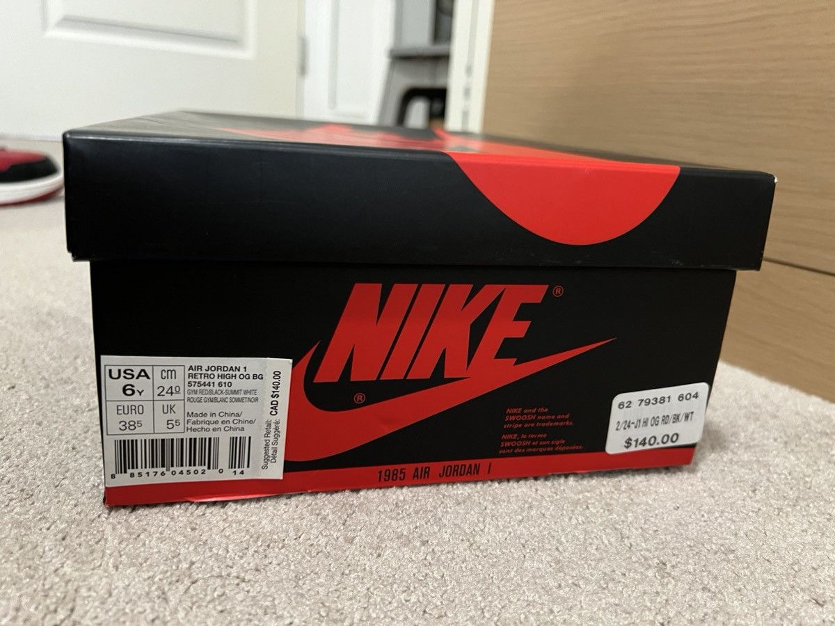 Jordan Brand Bred toe Jordan 1 high (2018) Size US 6 / EU 39 - 9 Thumbnail