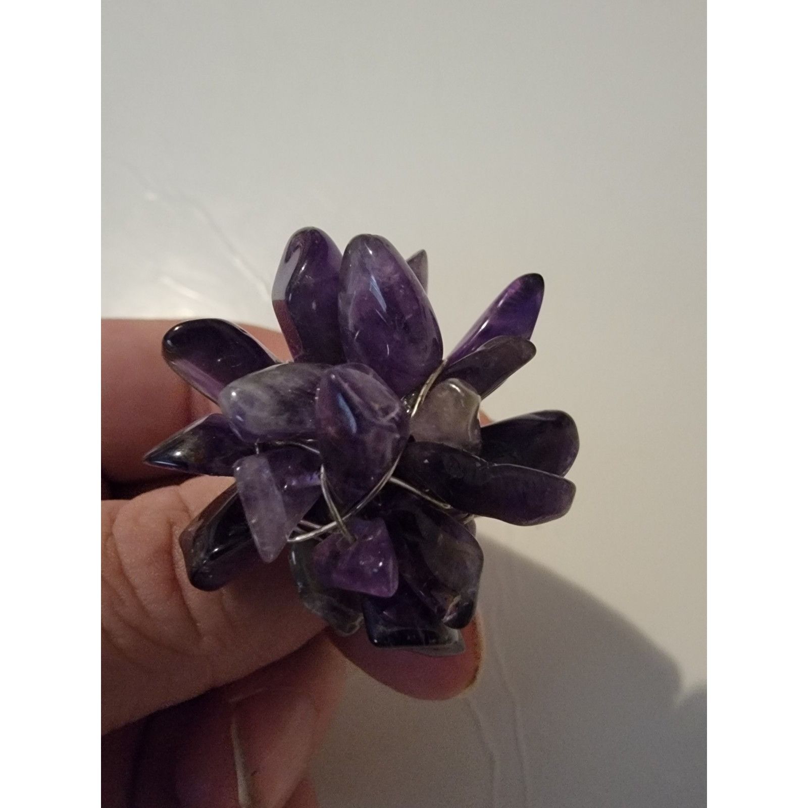 Other Vintage Amethyst Crystal Ring Cluster Chevron Purple Natura Size ONE SIZE - 2 Thumbnail