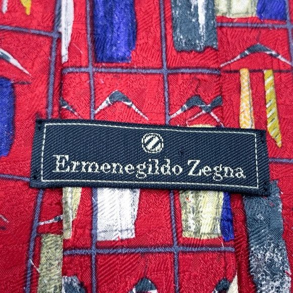 Ermenegildo Zegna Ermenegildo Zegna Red and Blue Geometric Tie Size ONE SIZE - 8 Thumbnail