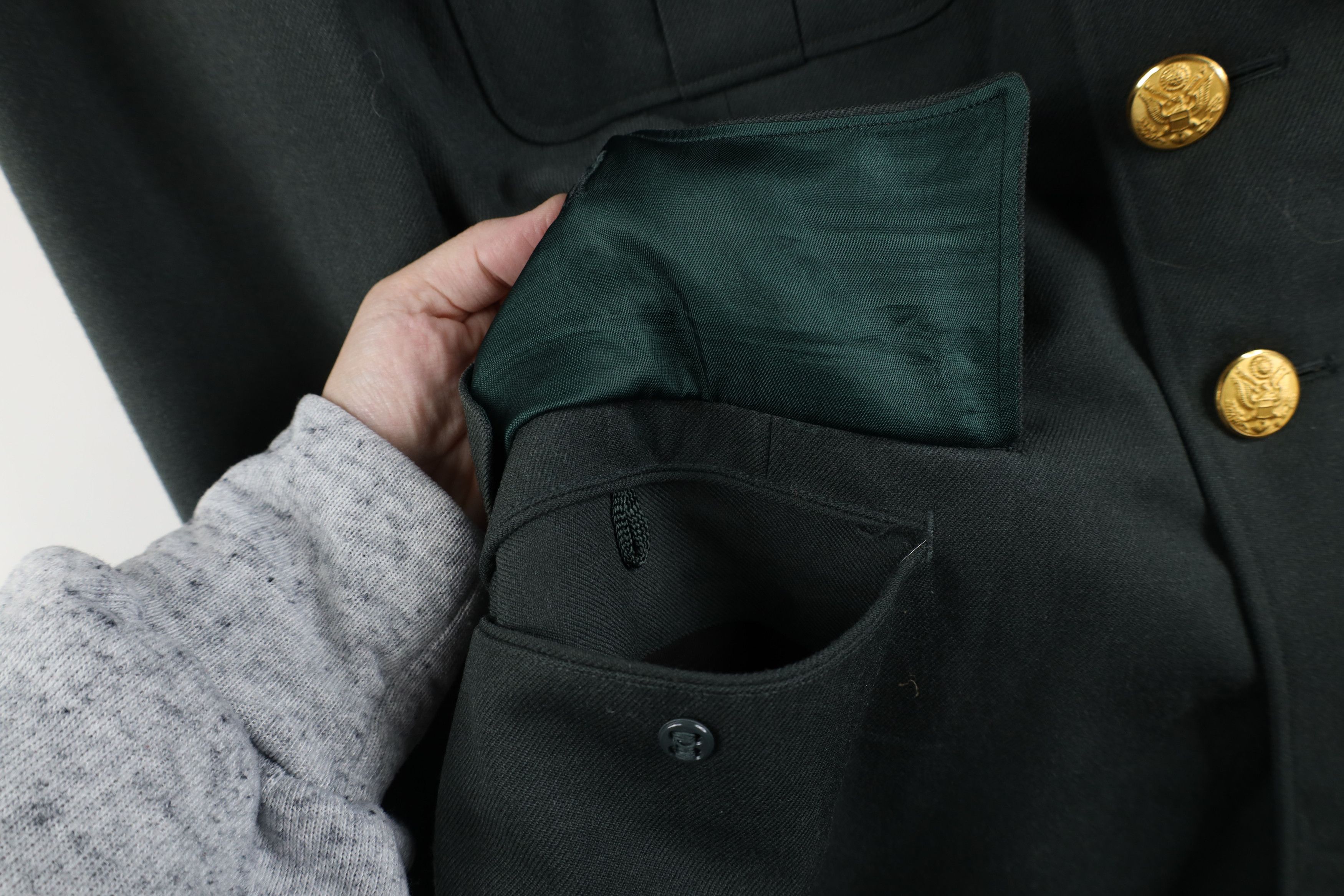 Vintage Vintage 60s Vietnam War Serge Green Army Officer Jacket Coat Size US L / EU 52-54 / 3 - 7 Thumbnail